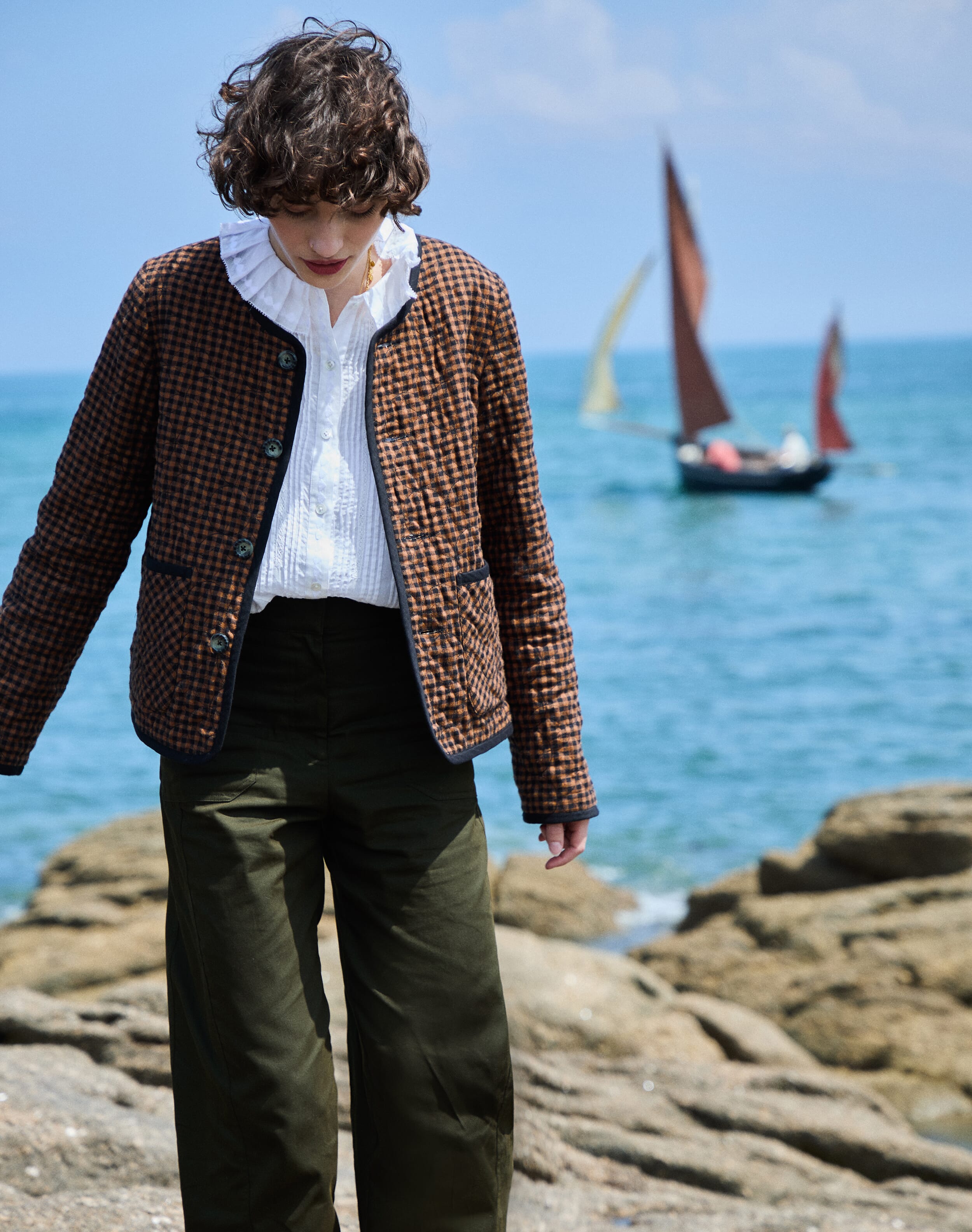 Brora Quilted Cotton Cord Reversible Jacket & mocha