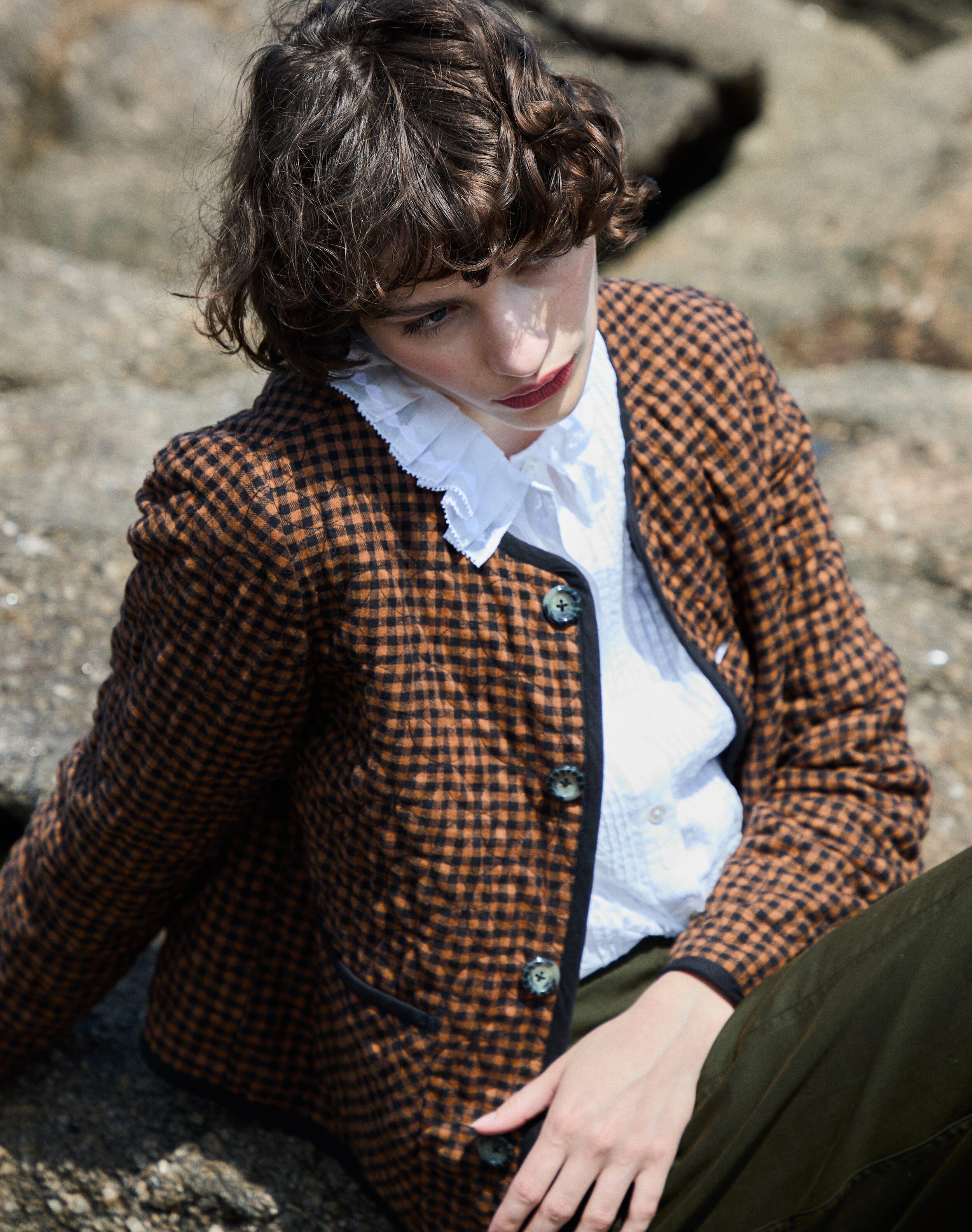 Quilted Reversible Jacket in Black & Mocha | Brora Clearance