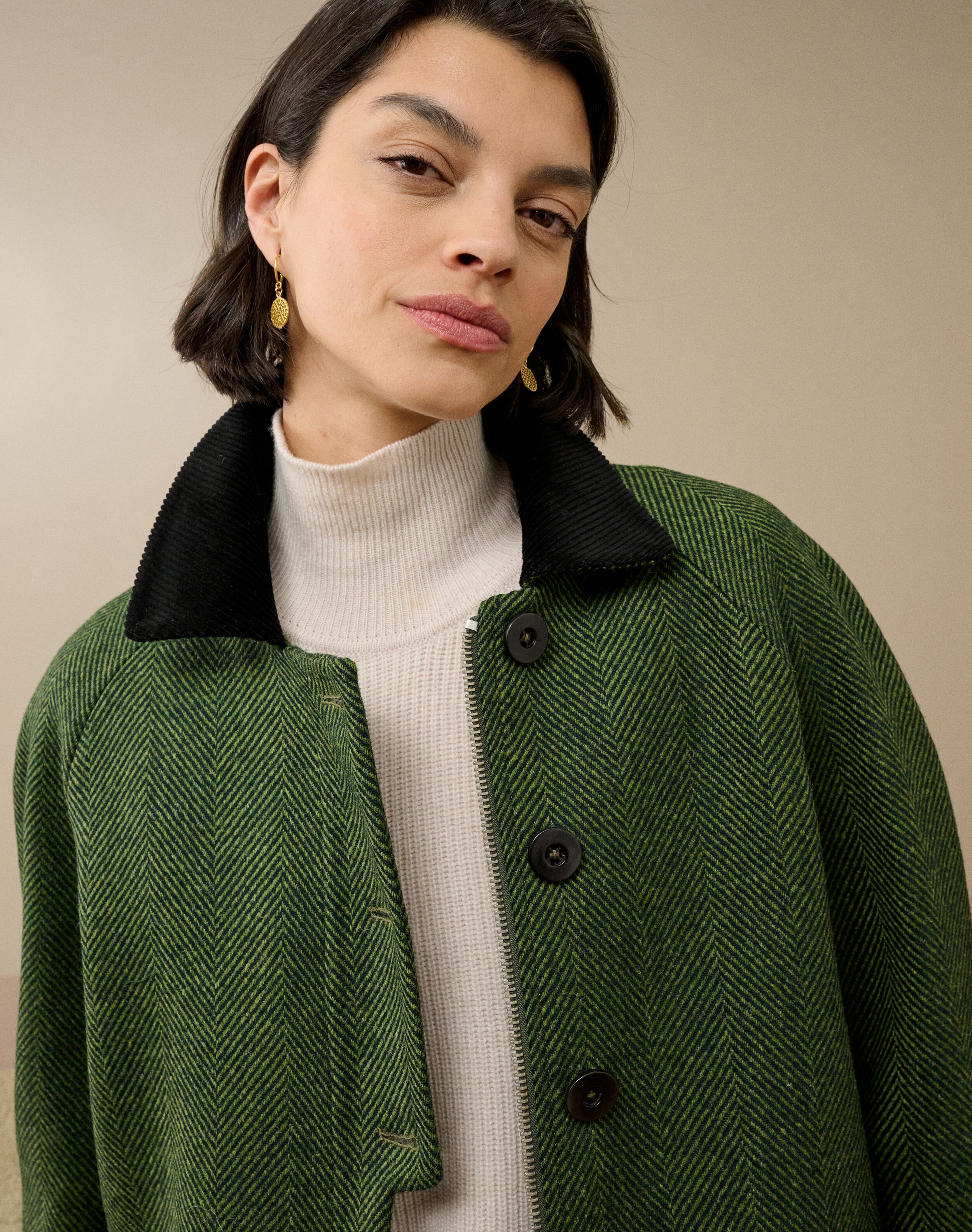 ジャケット・アウター Yuzulawgy handmade herringbone jaket Herringbone Wool Jacket in Nettle | Womenswear | Brora