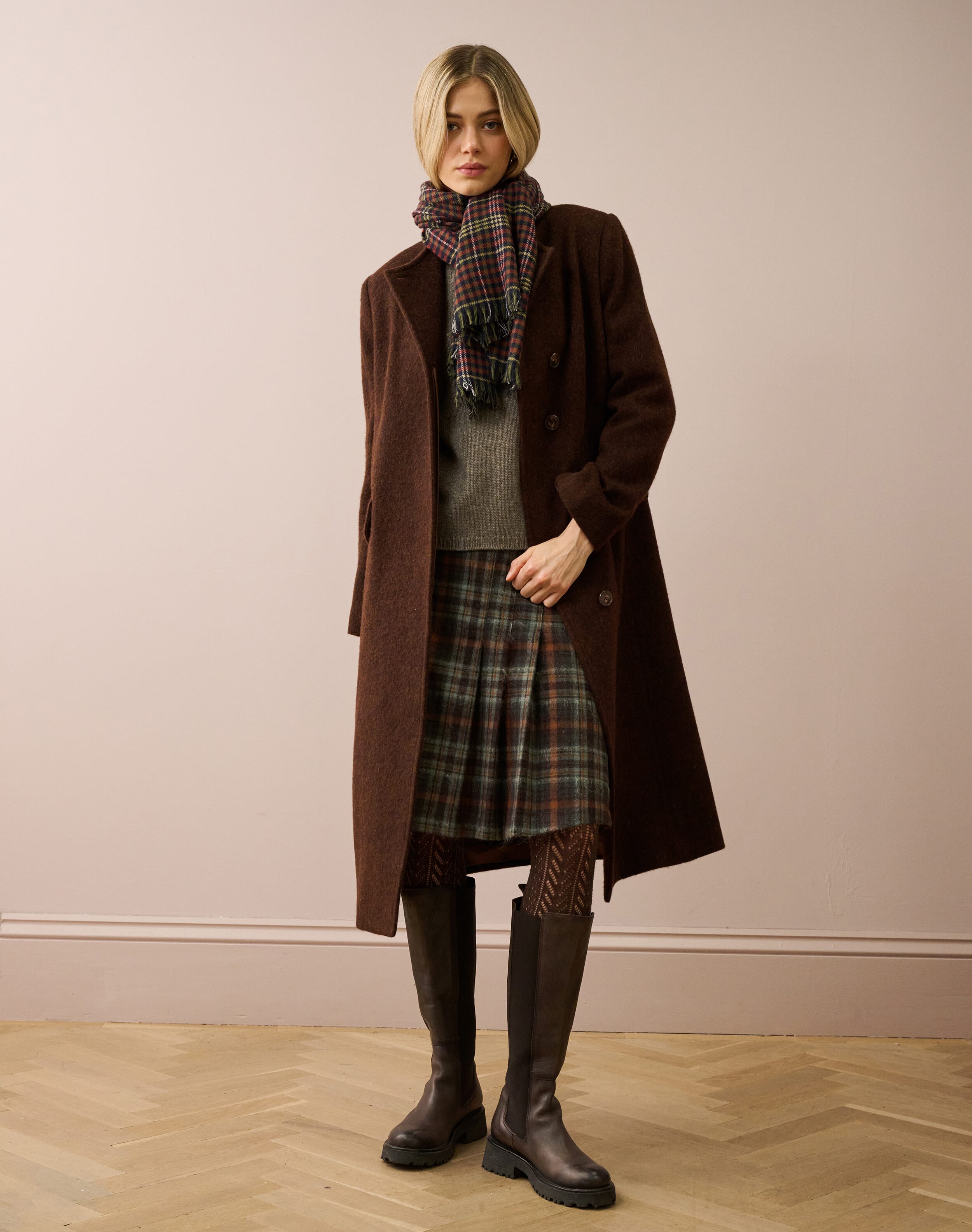 Brora Merino Wool Coat Chocolate