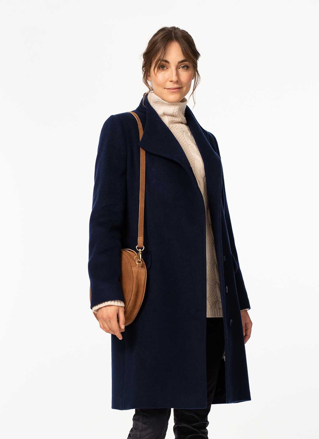 French navy Cashmere & Wool Coat | Brora