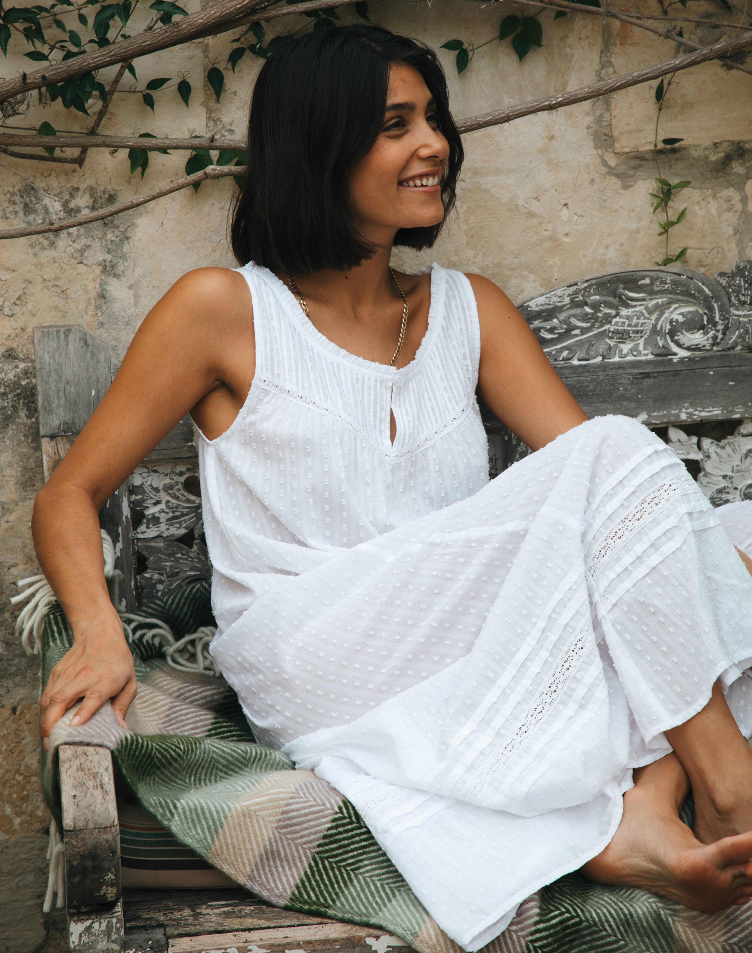 Brora Organic Cotton Dobby Nighty White