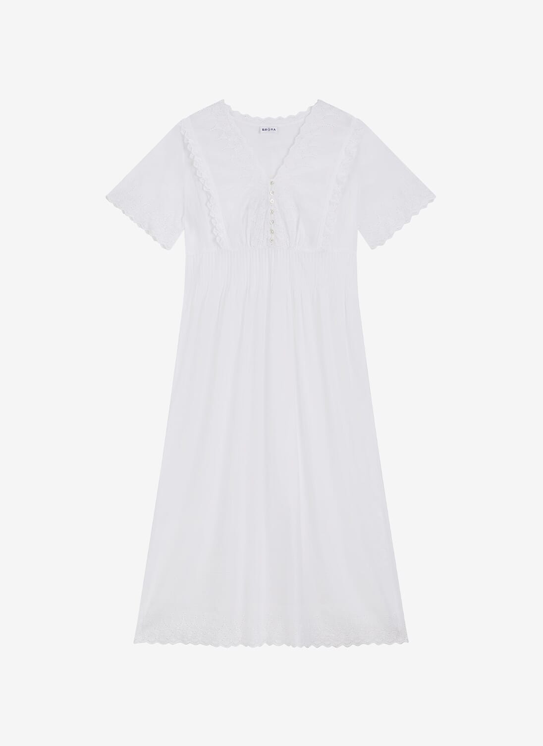 White Organic Cotton Lace Trim Nighty Women's Nightwear Brora