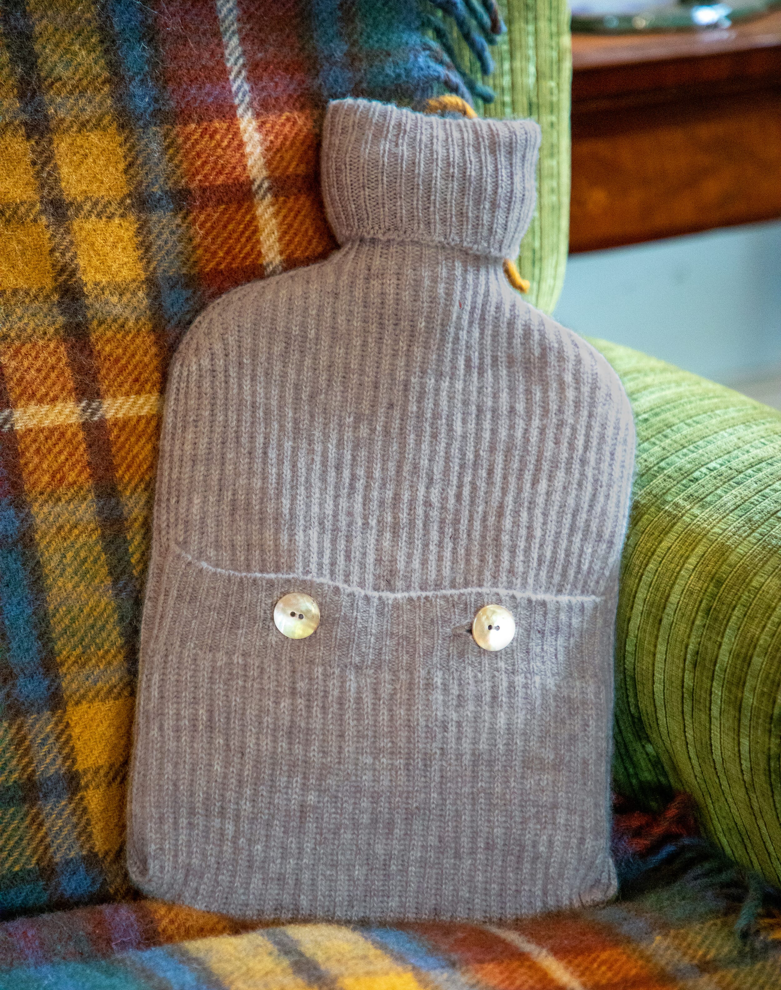 Cashmere Hot Water Bottle Cover Ash