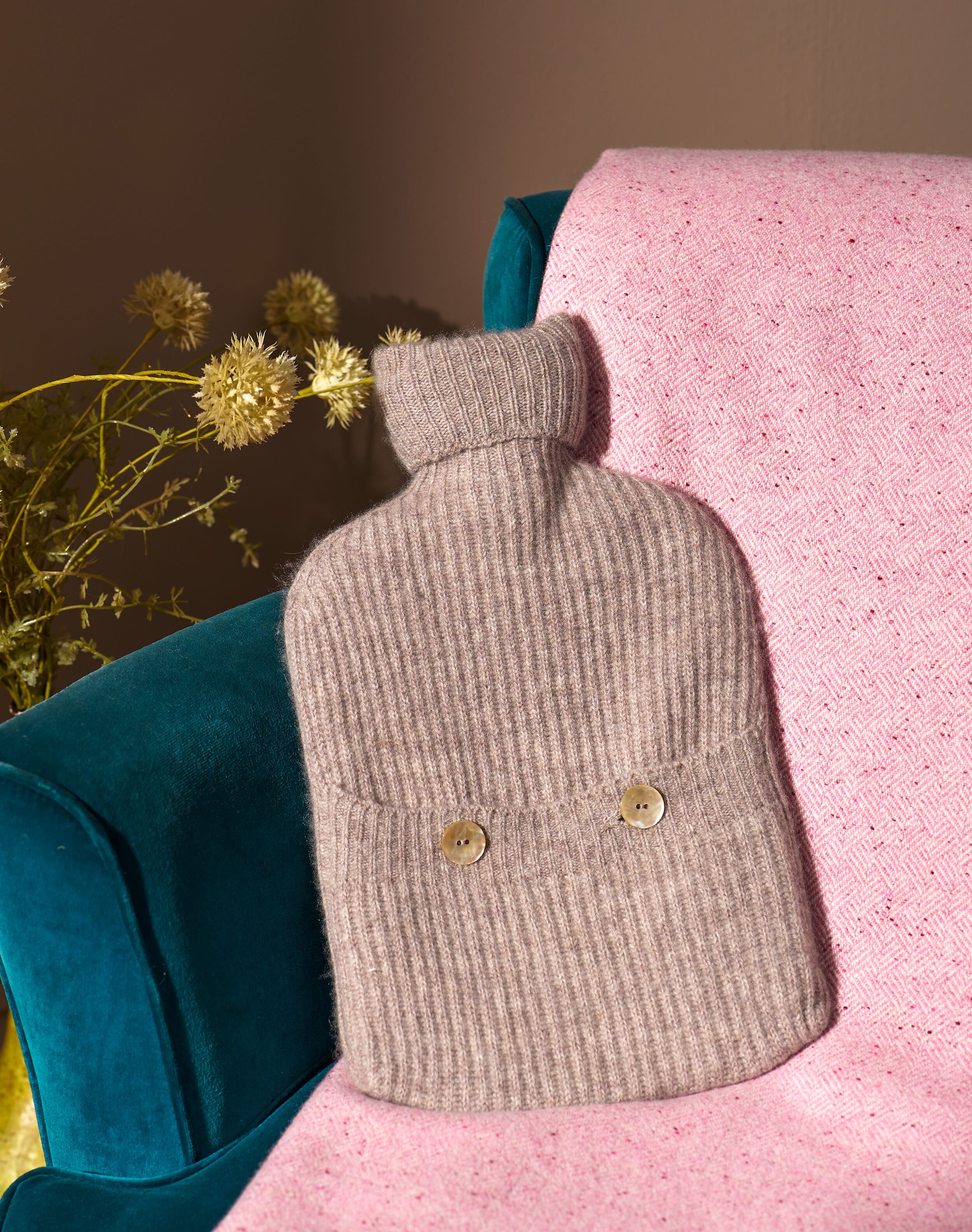 Brora Cashmere Hot Water Bottle Cover Ash for Women