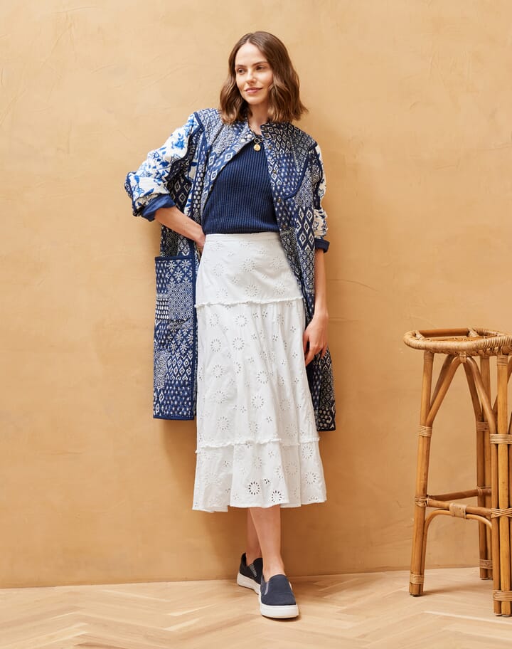 Broderie Anglaise Skirt in Off White