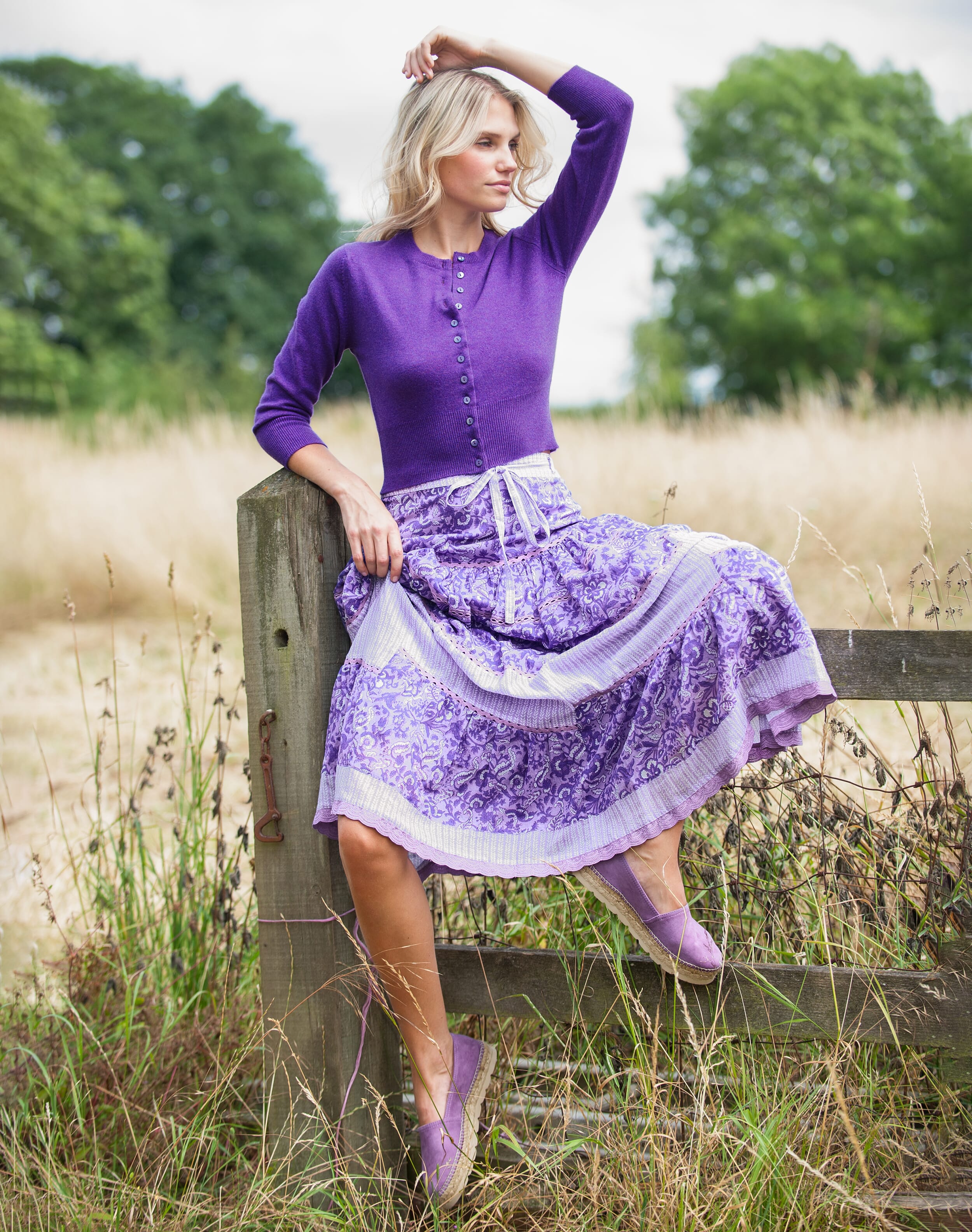 Purple Organic Cotton Block Skirt | Women's Skirts | Brora Fashion