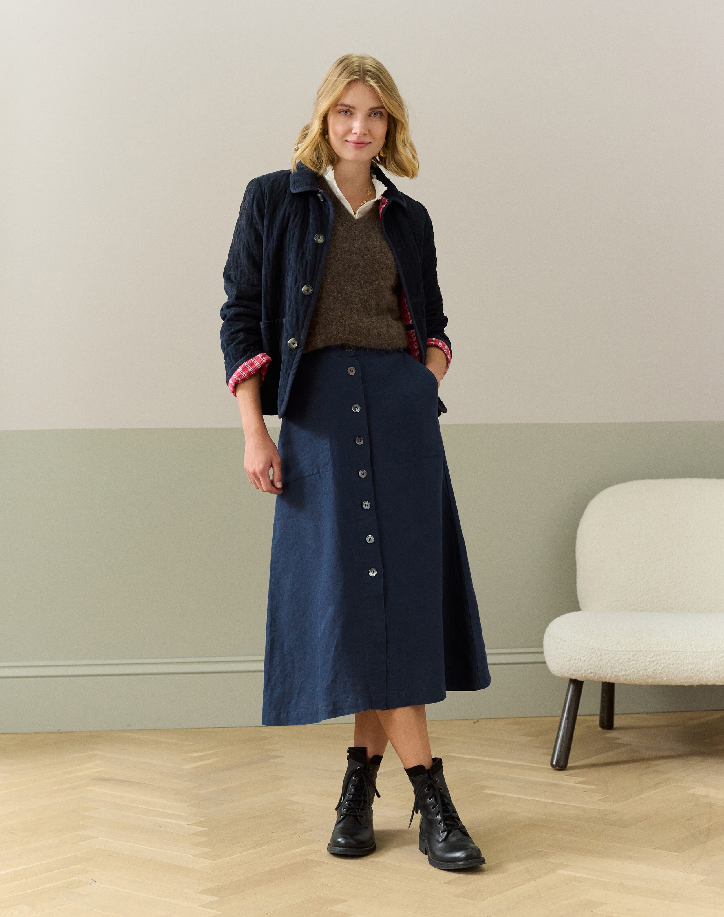 Asymetric Button Through Skirt and Top Set