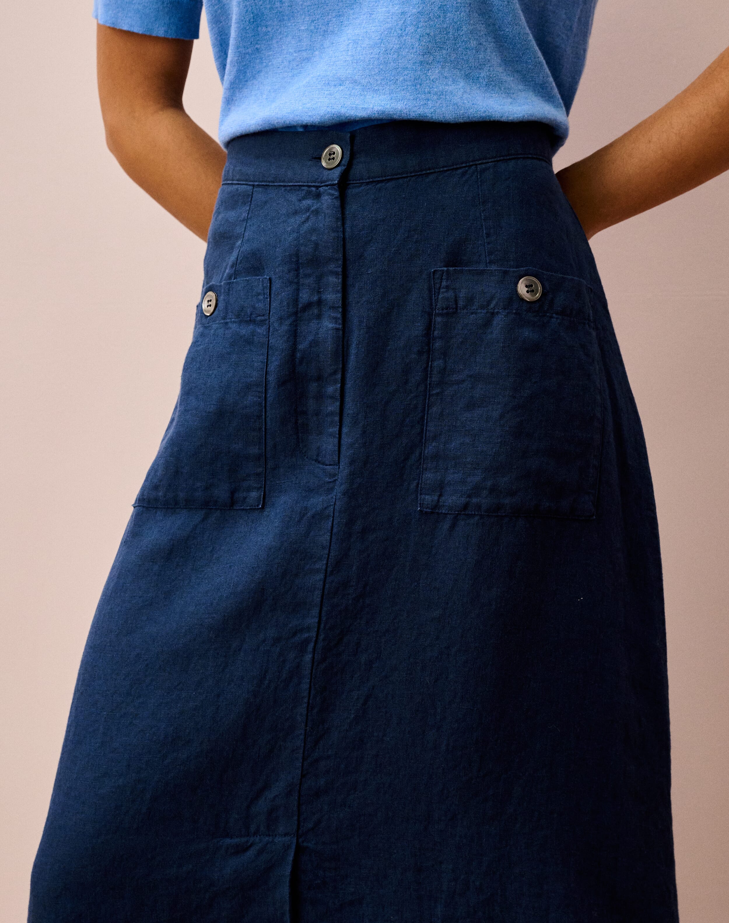 Washed Linen Skirt in Navy | Womenswear | Brora Sale