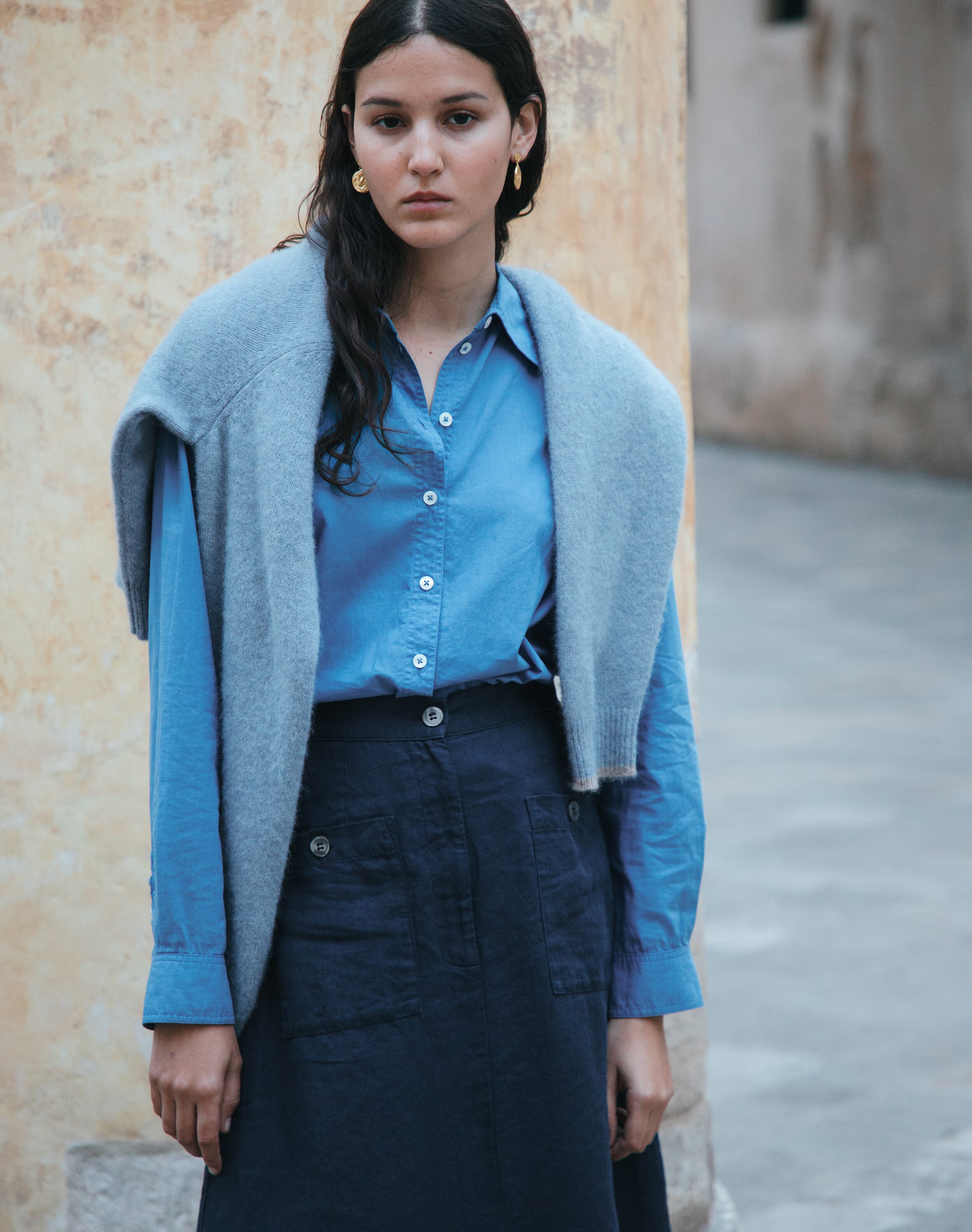 Washed Linen Skirt in Navy | Womenswear | Brora Sale