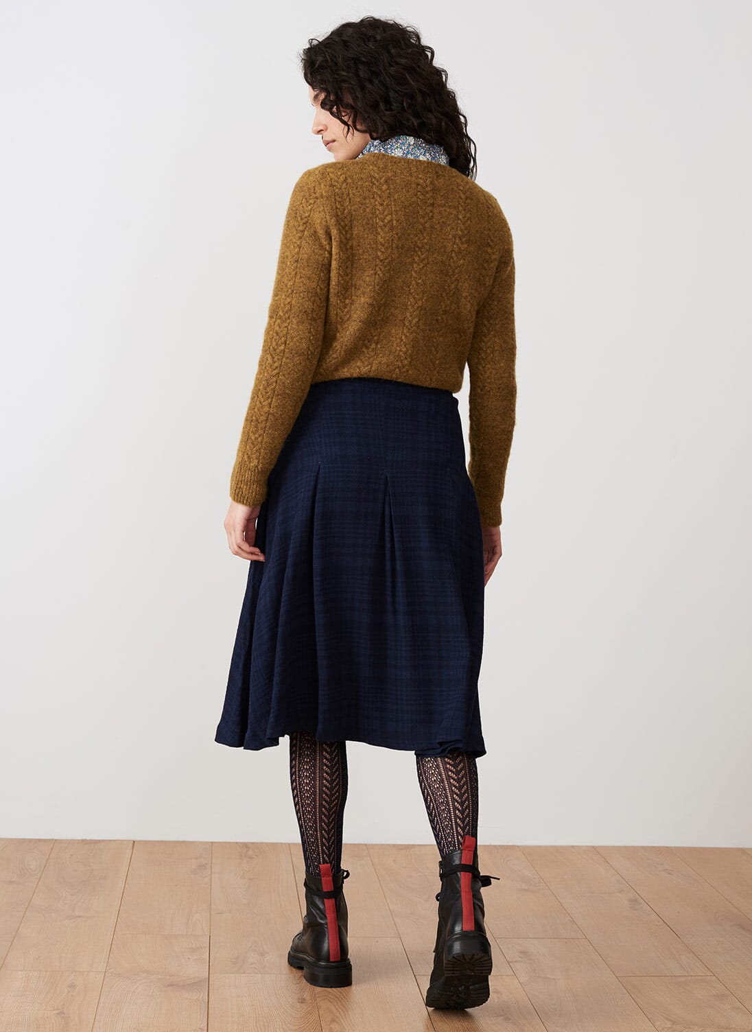 Ink Plaid Wool Pleated Skirt | Midi & Maxi Skirts | Brora