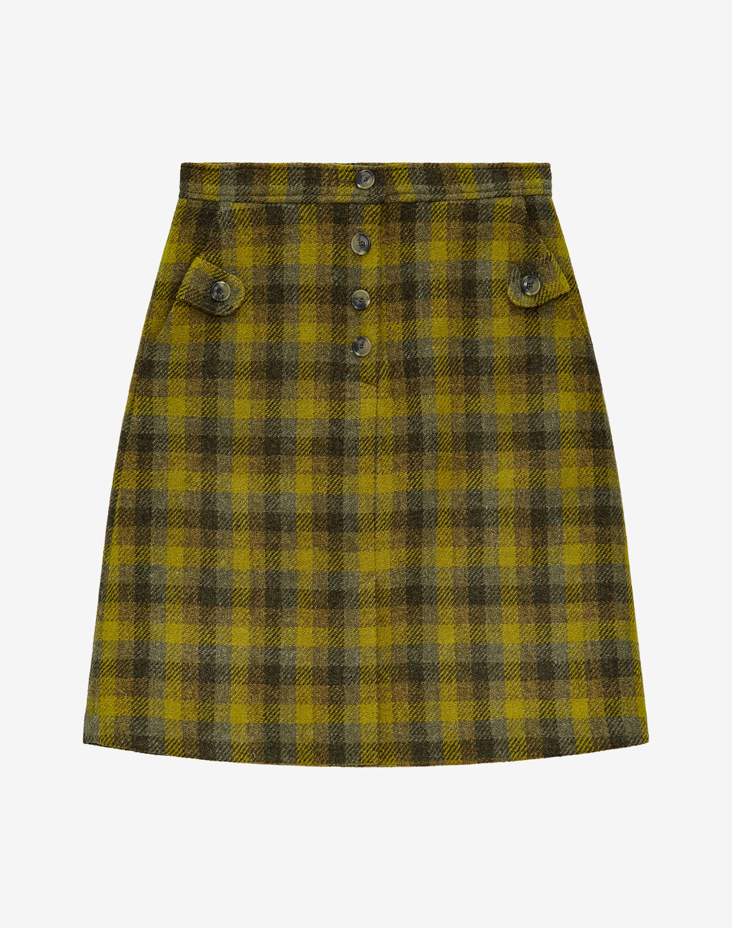 Yellow & Green Harris Tweed Skirt | Women's Skirts | Brora Fashion