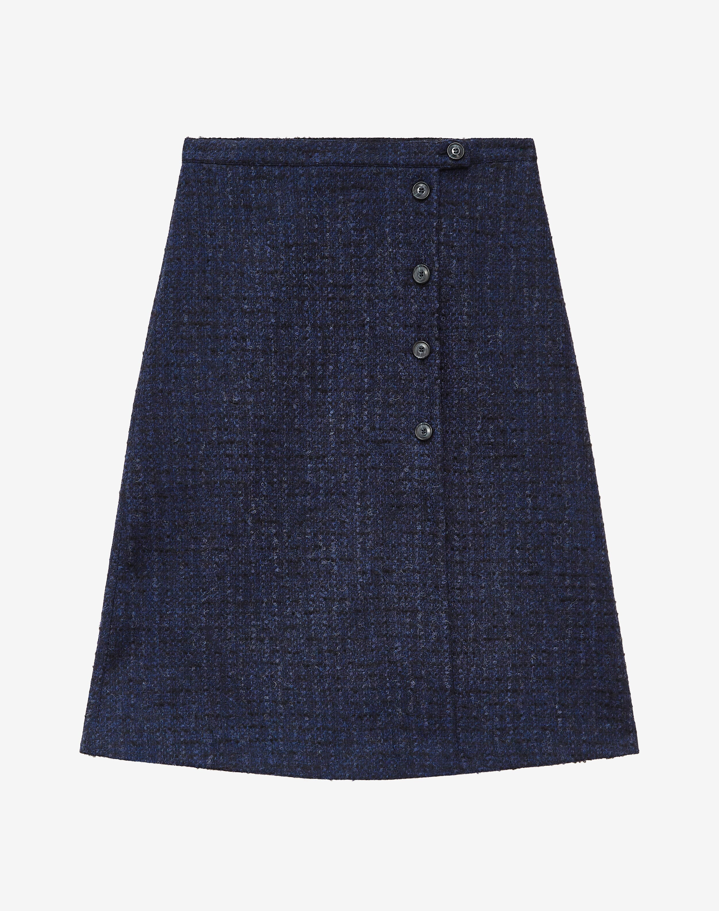 Textured Tweed Skirt in Indigo | British Tailoring | Brora