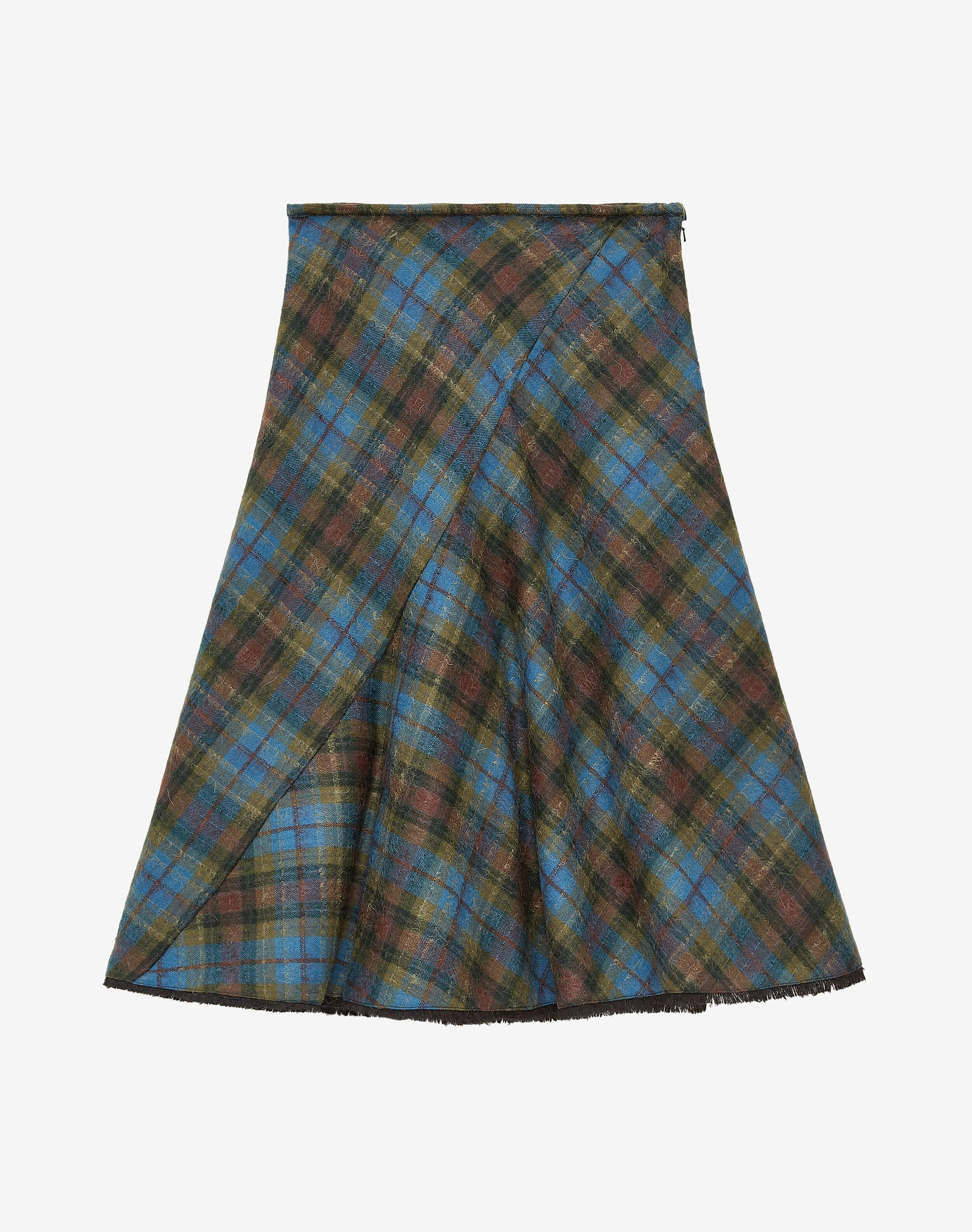 Scottish Mohair Wool Check Skirt in Sorrel Dusk Brora