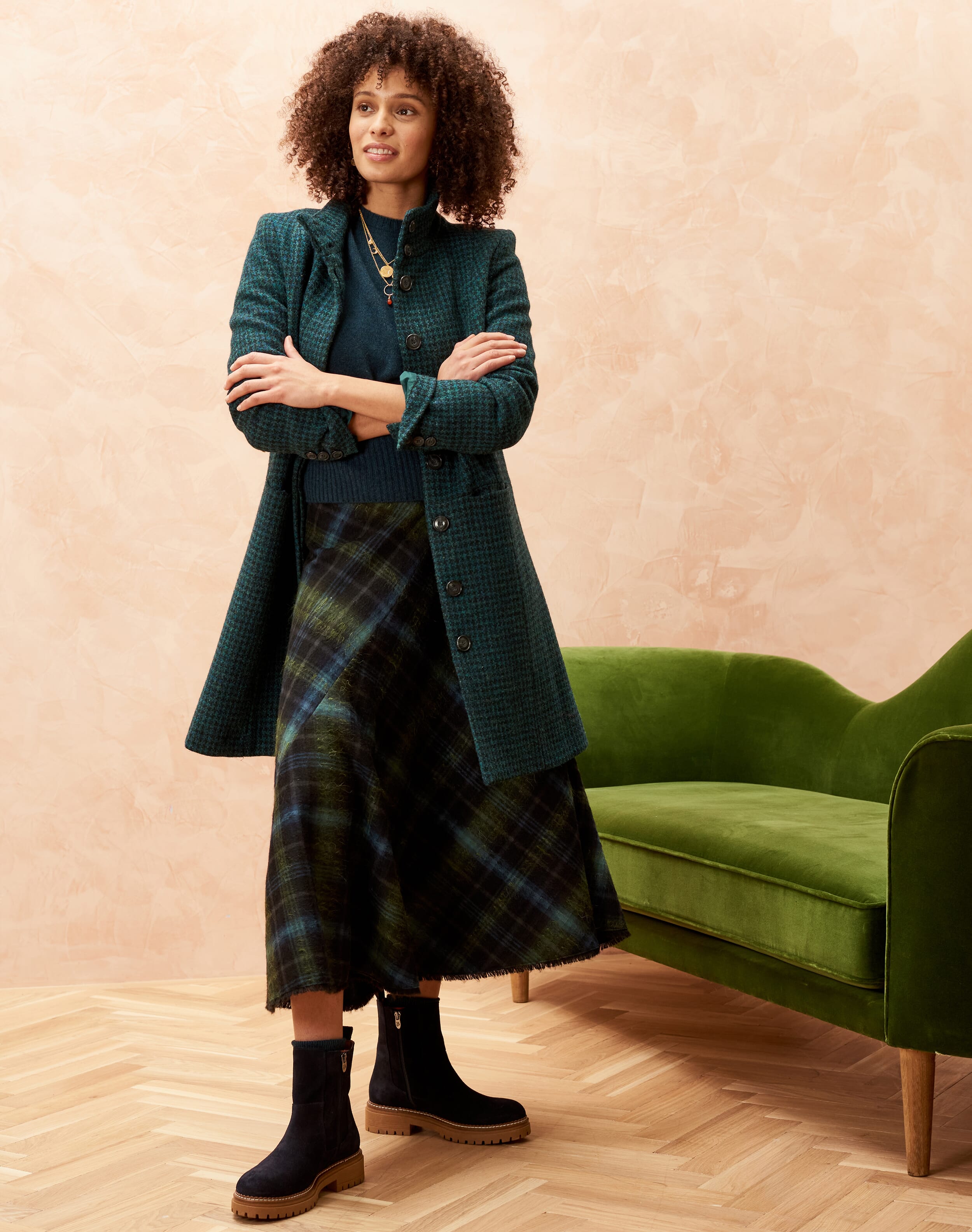 Brora wool 2025 plaid skirt