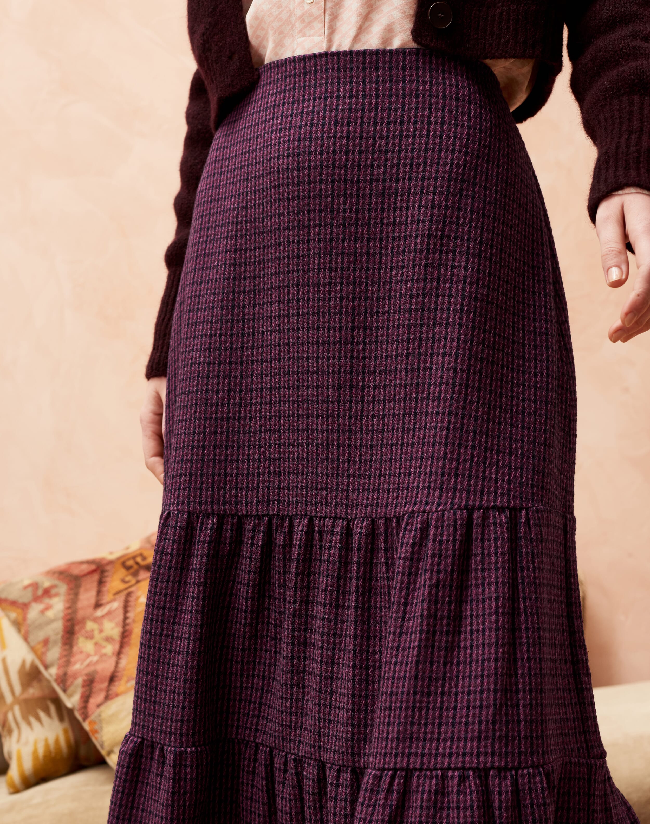Jody Pencil Skirt in Midnight Green | Deep Green Knit Pencil Skirt with Lace Hem Detail | Luna Fashion House main image 1