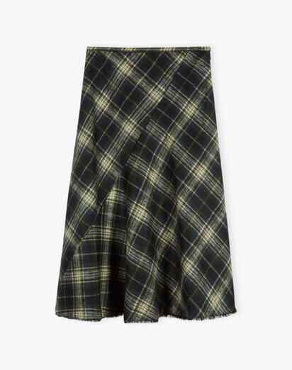 Green Mohair Wool Check Skirt Women's Skirts Brora Sale