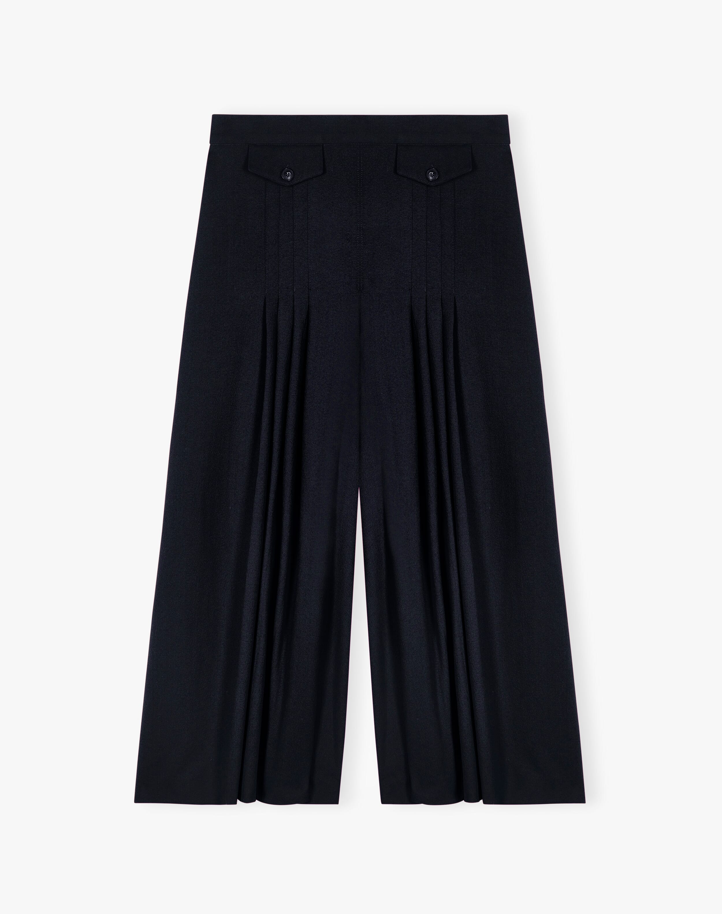 Black Wool Crepe Culottes | Women's Skirts | Brora Sale