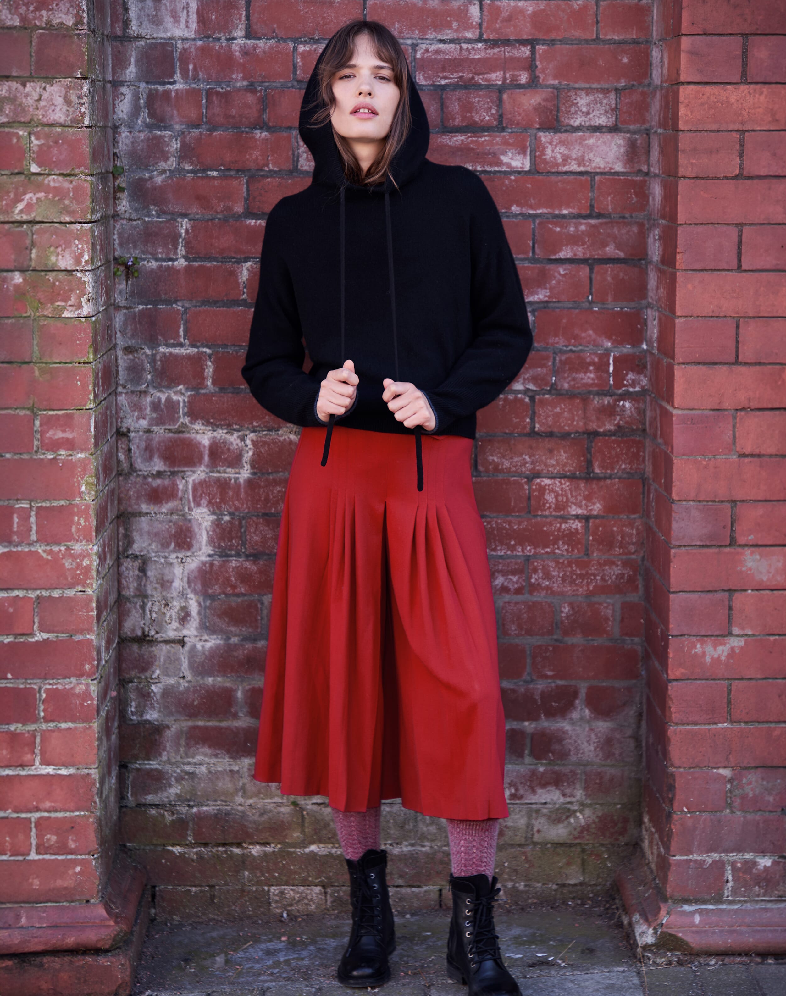 Brora Wool Crepe Culottes Crimson