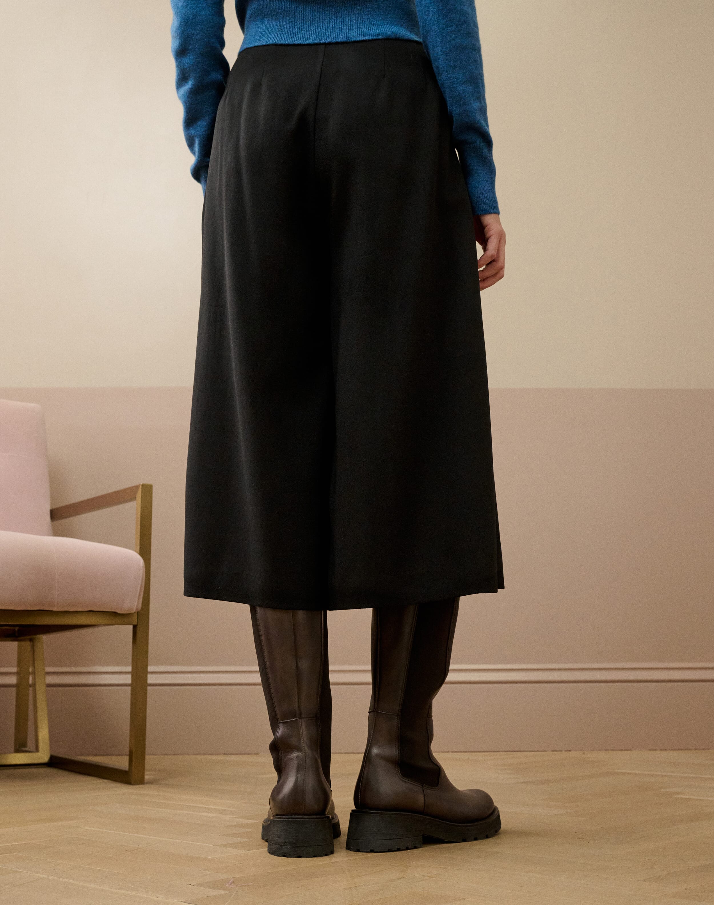 Wool Crepe Culottes in Black | Women's Skirts | Brora Clearance Wool Crepe Culottes in Black | Women's Skirts | Brora Clearance