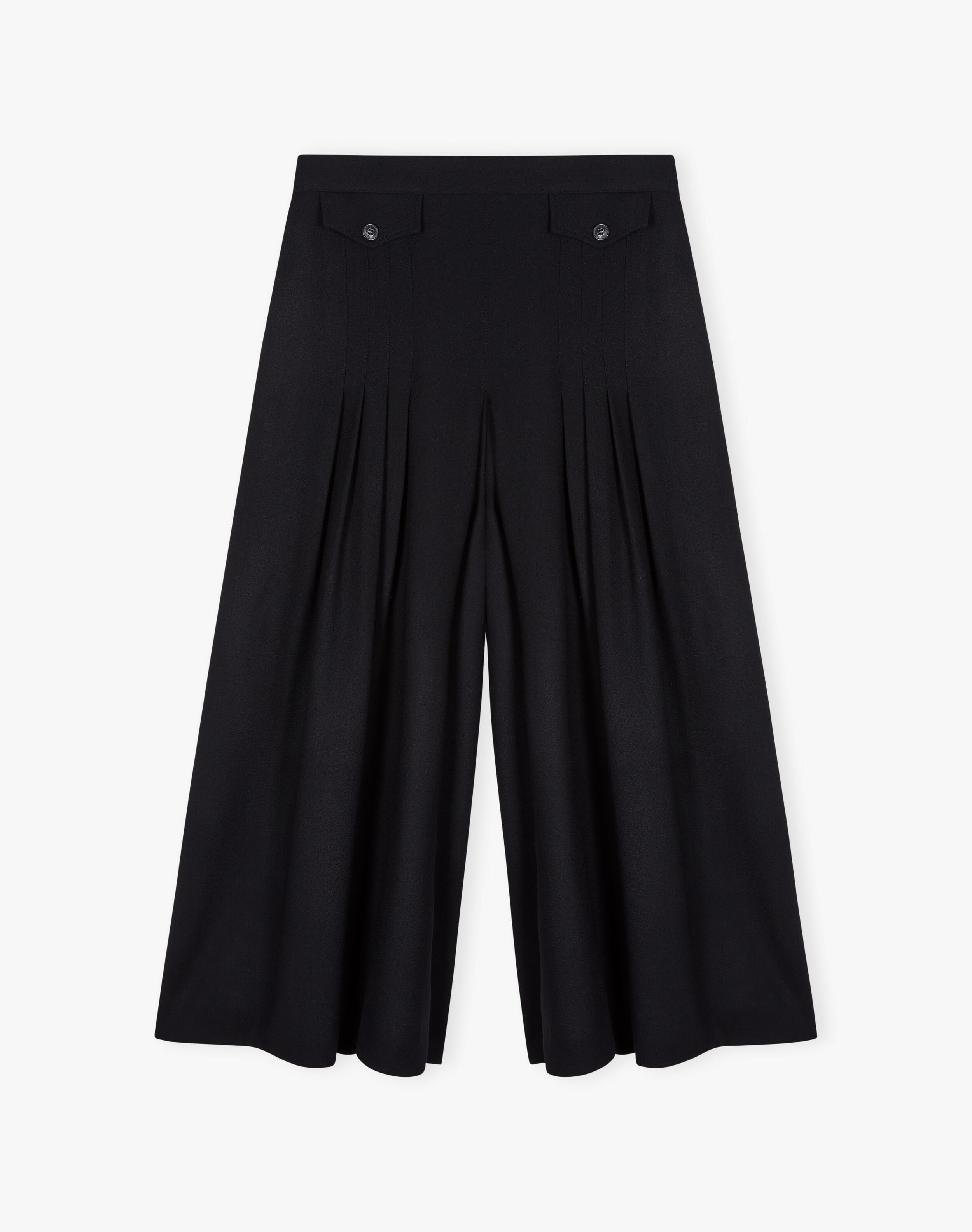 Wool Crepe Culottes in Black | Women's Skirts | Brora Clearance