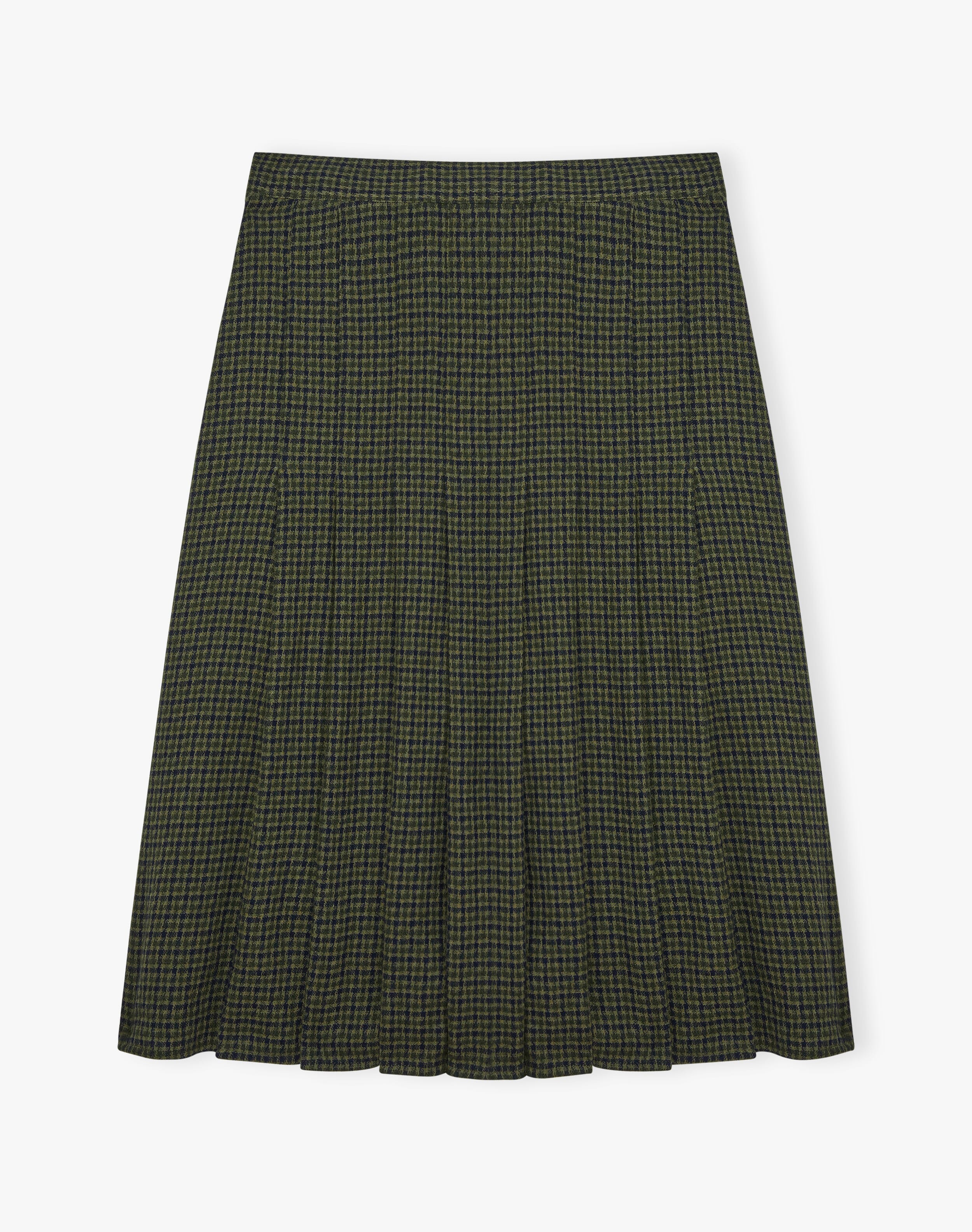Green Puppytooth Check Pleated Skirt | Women's Skirts | Brora Sale