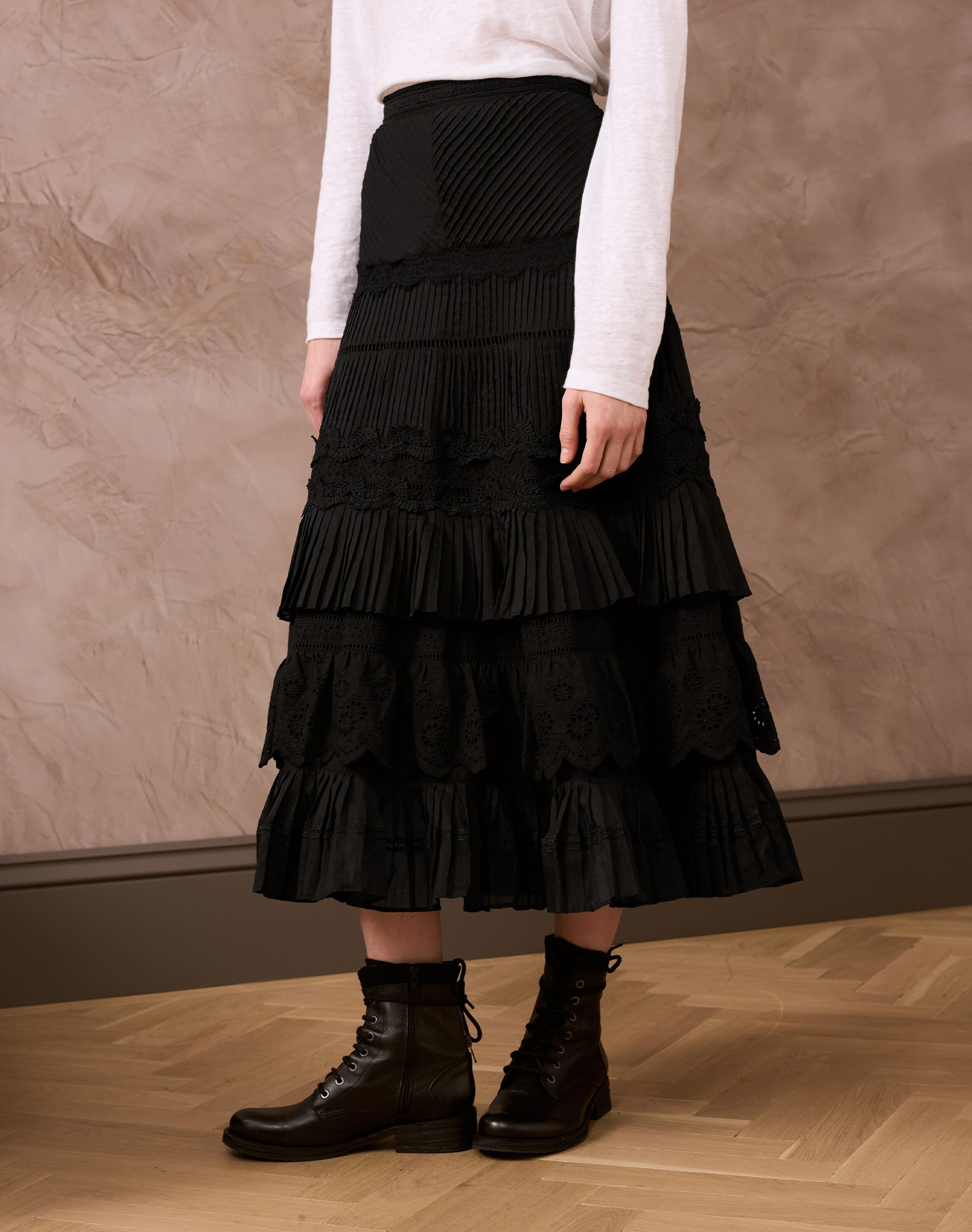 ★ rolarola★ LACE PINTUCK LONG SKIRT CHARCOAL 5008471268 LACE PINTUCK LONG SKIRT CHARCOAL - ROLAROLA | 60% - Asian