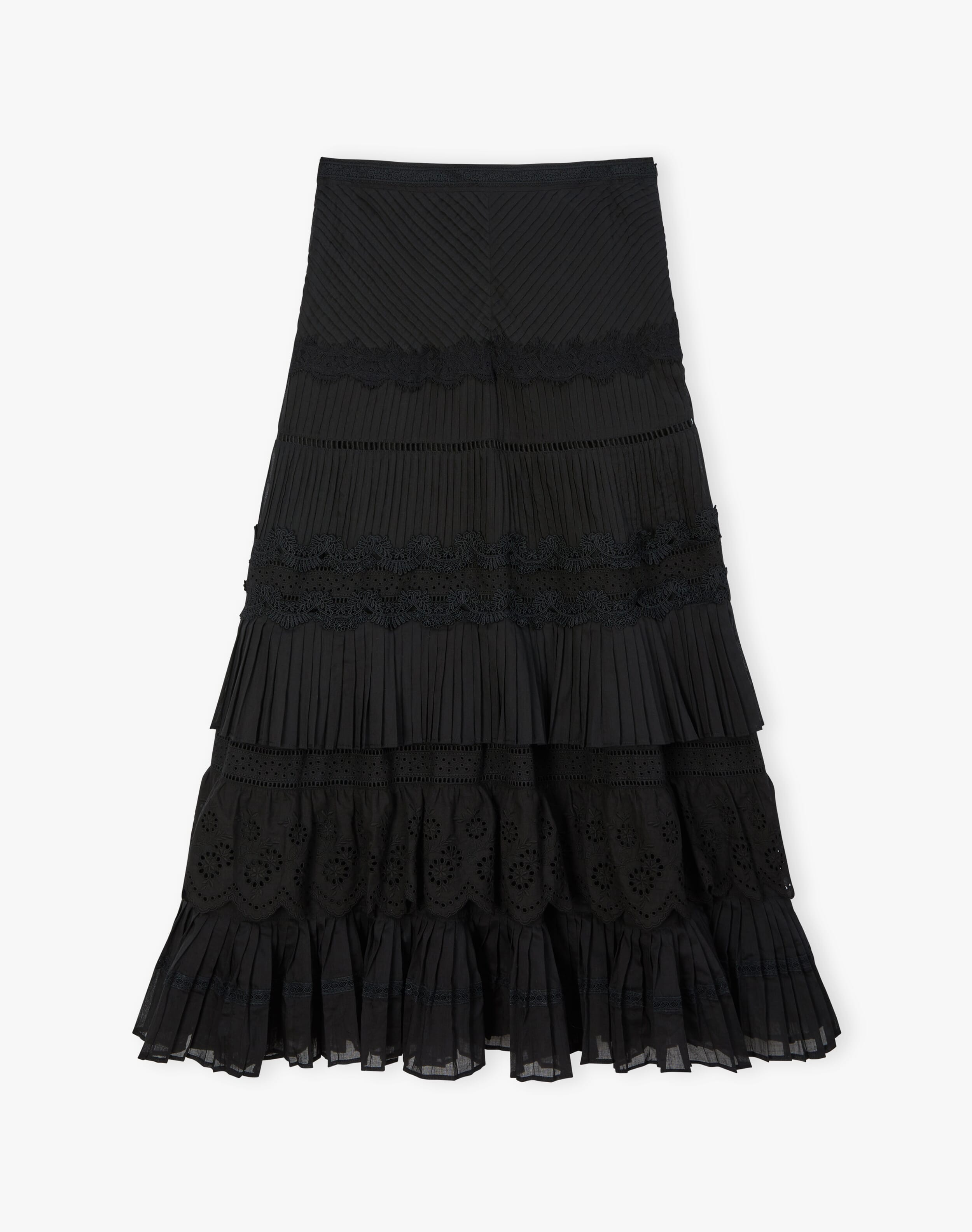 Black Pintuck & Lace Skirt | Women's Skirts | Brora Sale