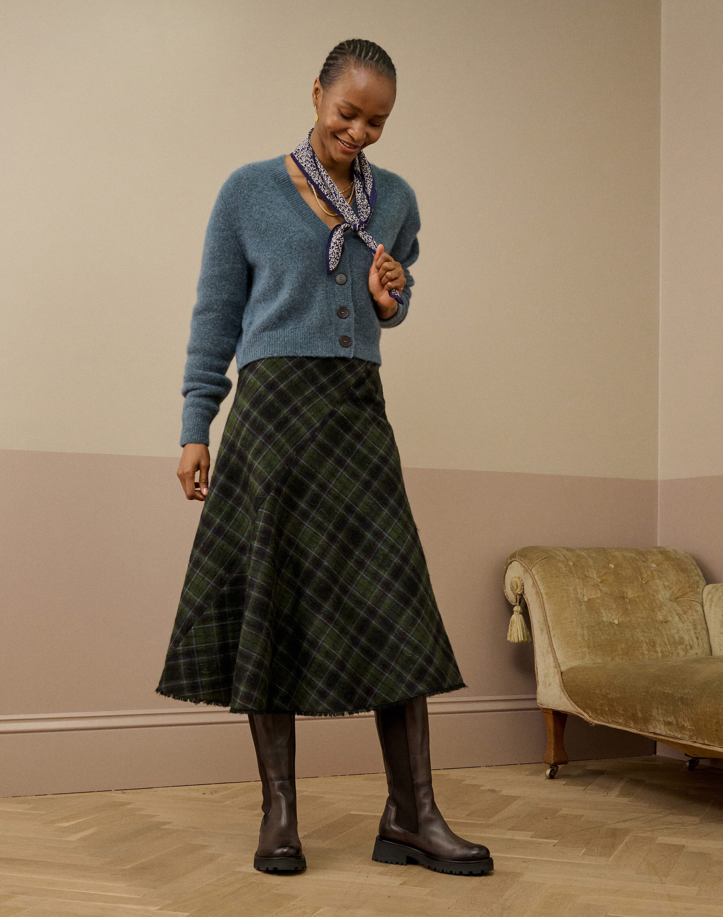 AURALEE AIRY SMOOTH CASHMERE SKIRT チェック m30817370221_1.jpg?1752299999