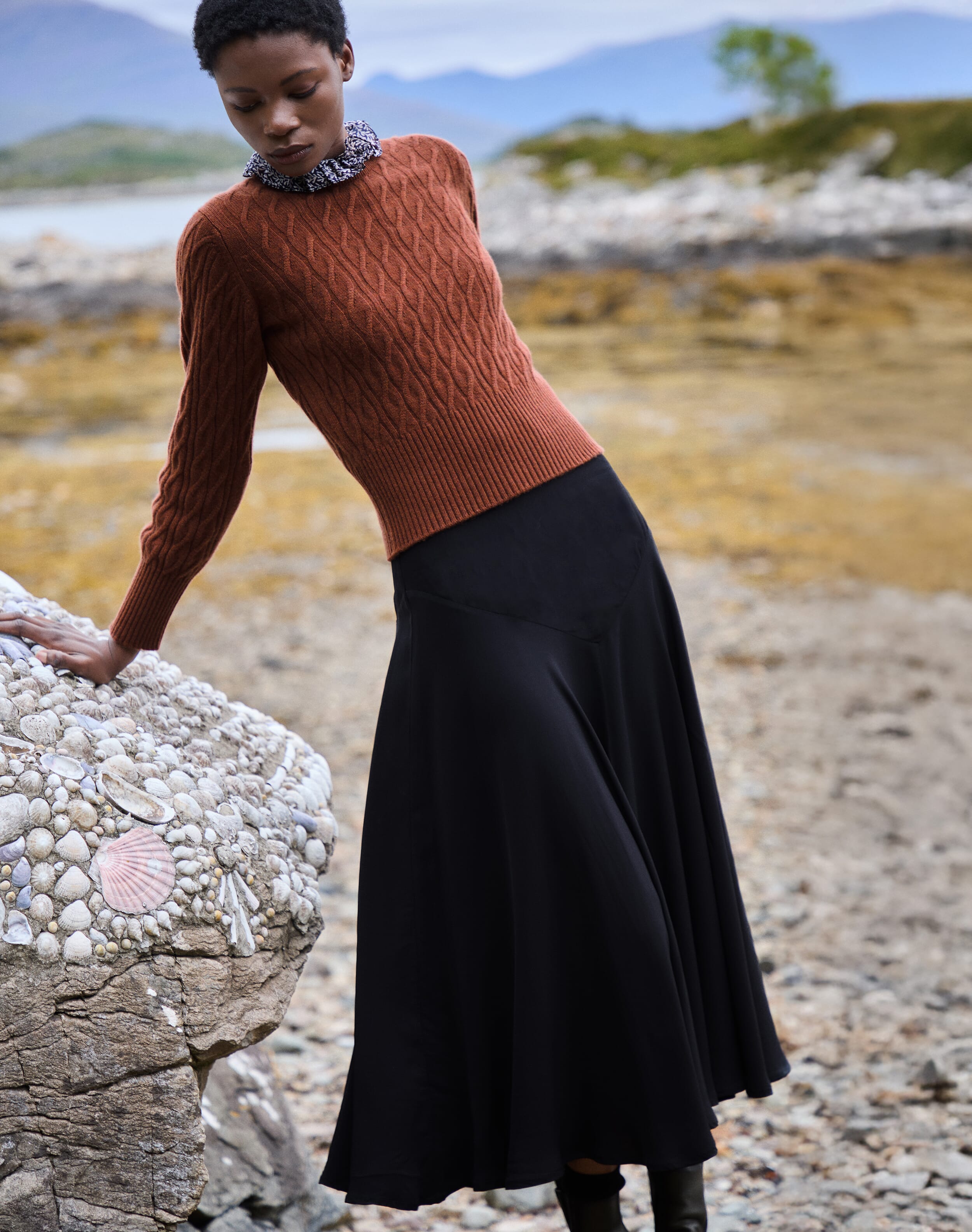 Brora Satin Backed Crepe Skirt