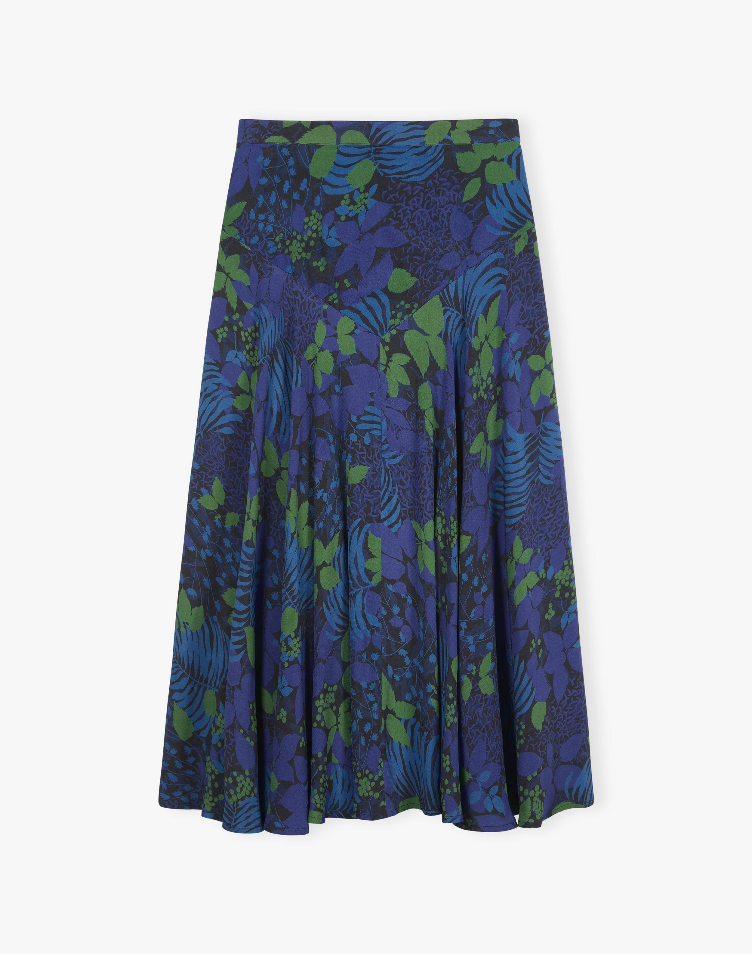 Satin Backed Floral Skirt in Jay & Emerald | Brora Clearance