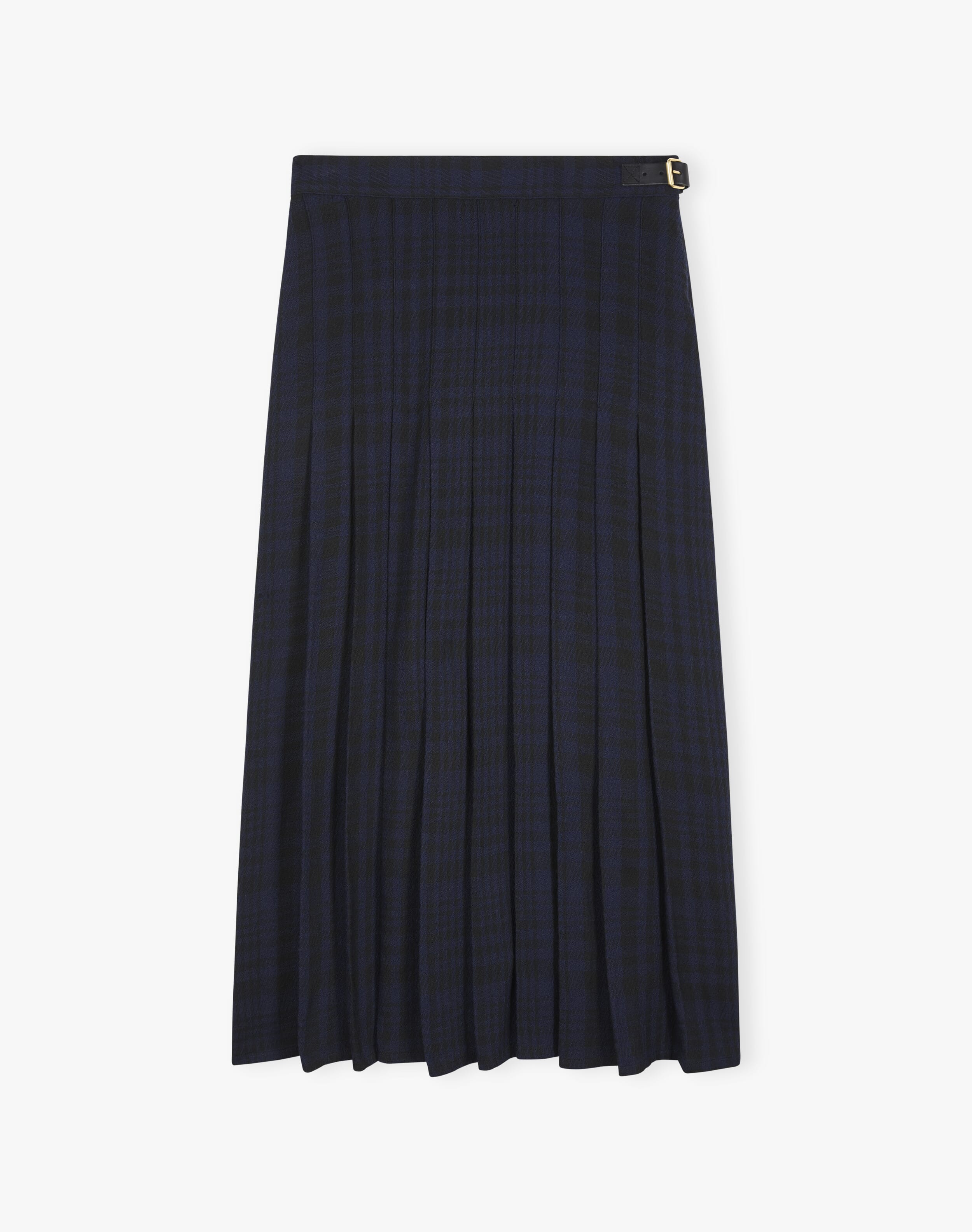 Check Pleated Skirt in Navy & Black | Womenswear | Brora Clearance