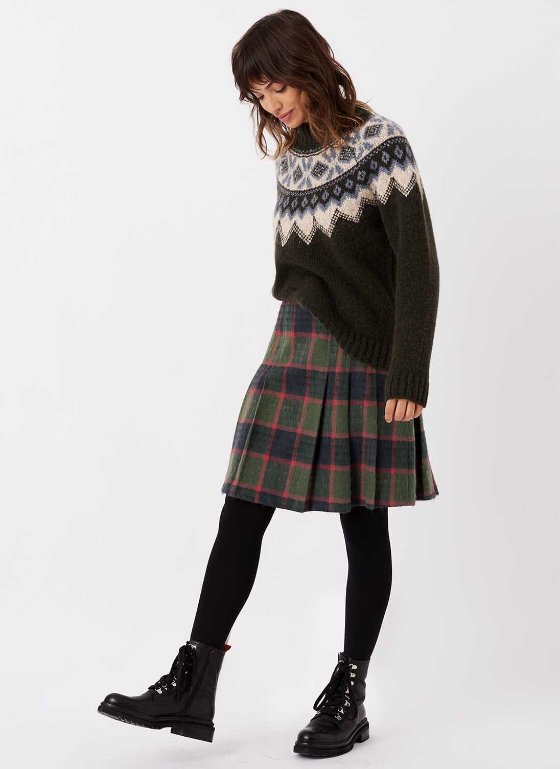 Nettle & Hibiscus Scottish Tweed Mohair Kilt | Skirts | Brora