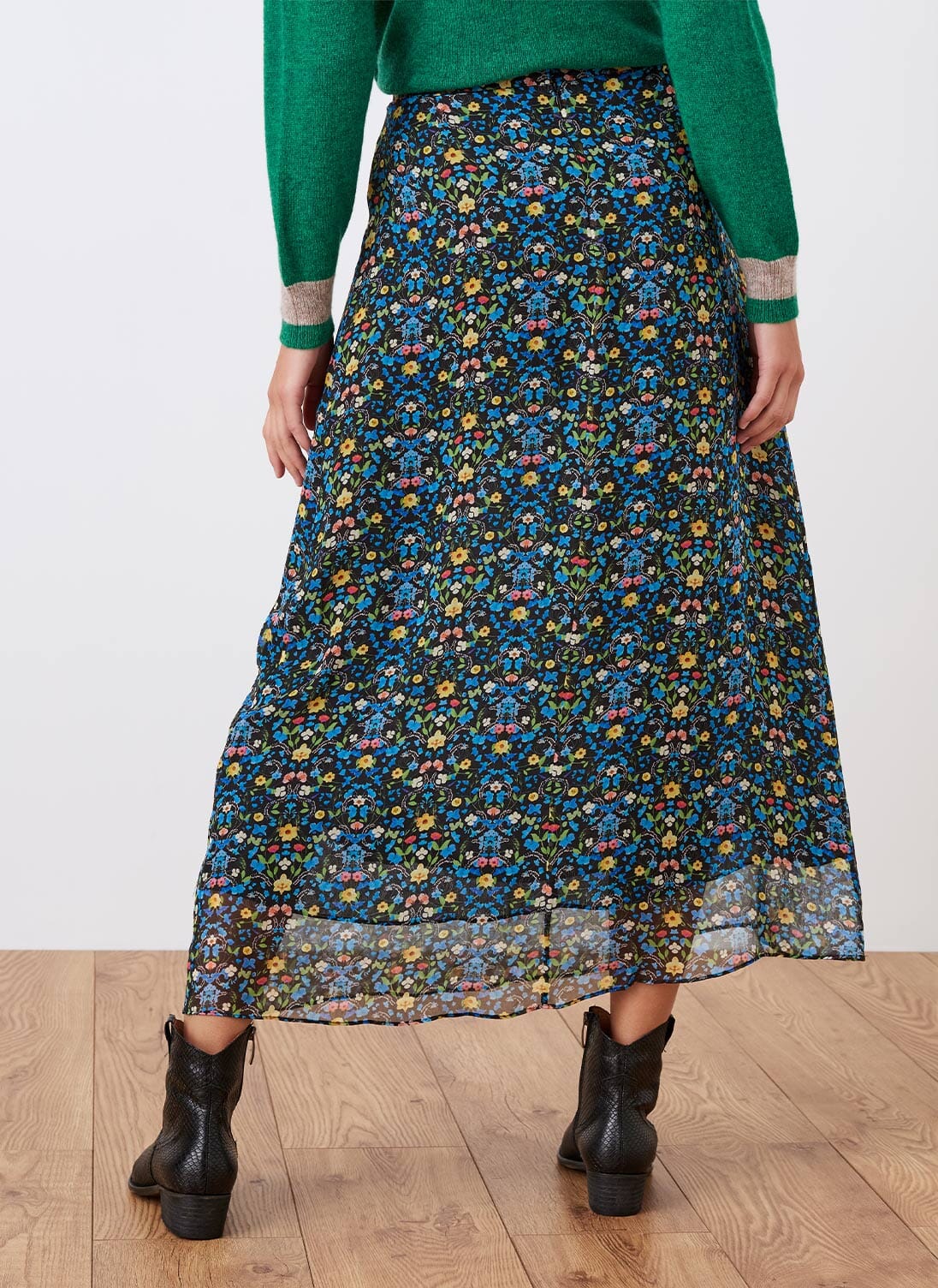 Black Meadow Liberty Print Silk Chiffon Skirt | Skirts | Brora