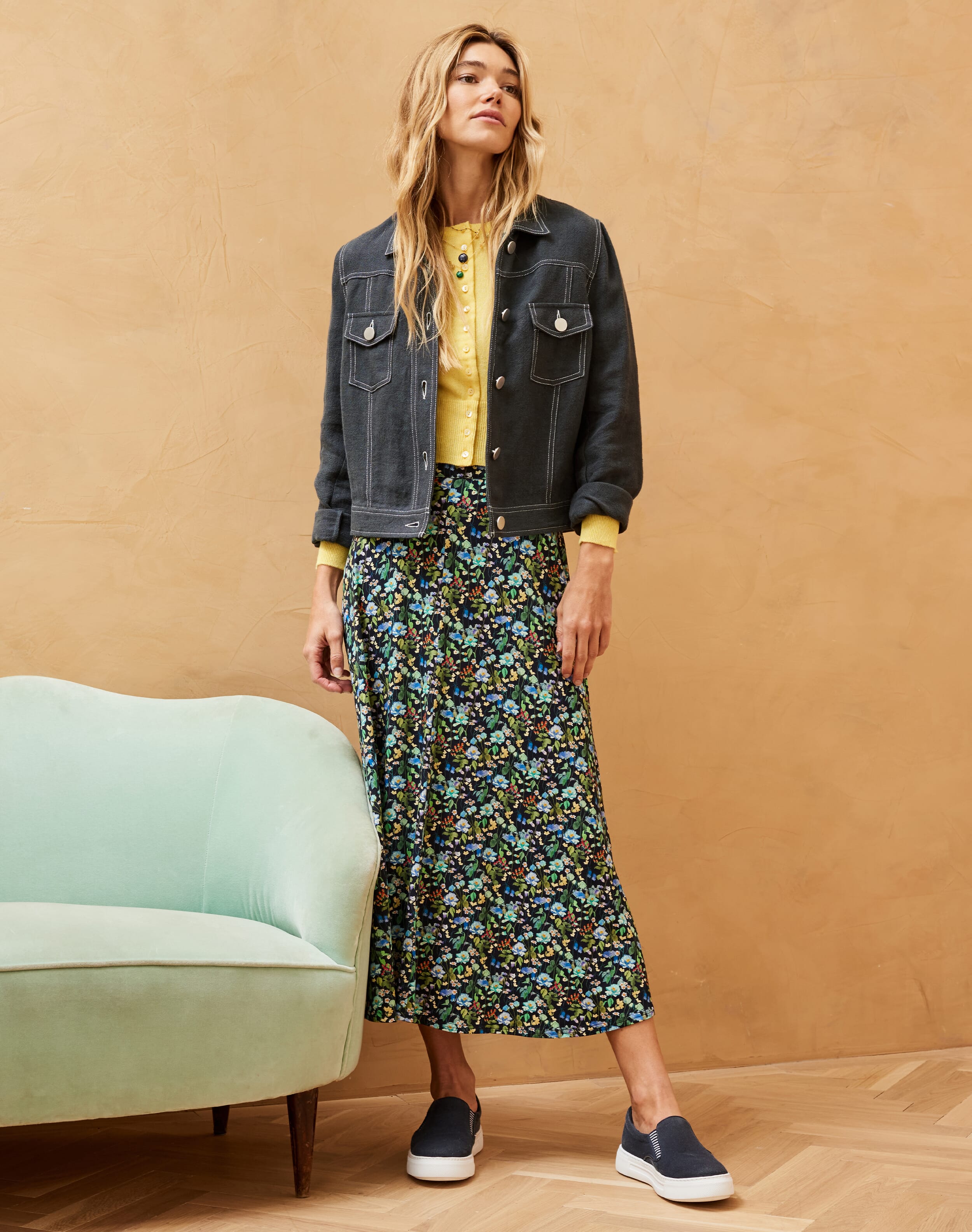 Rosa Printed Midi Skirt Liberty Blue