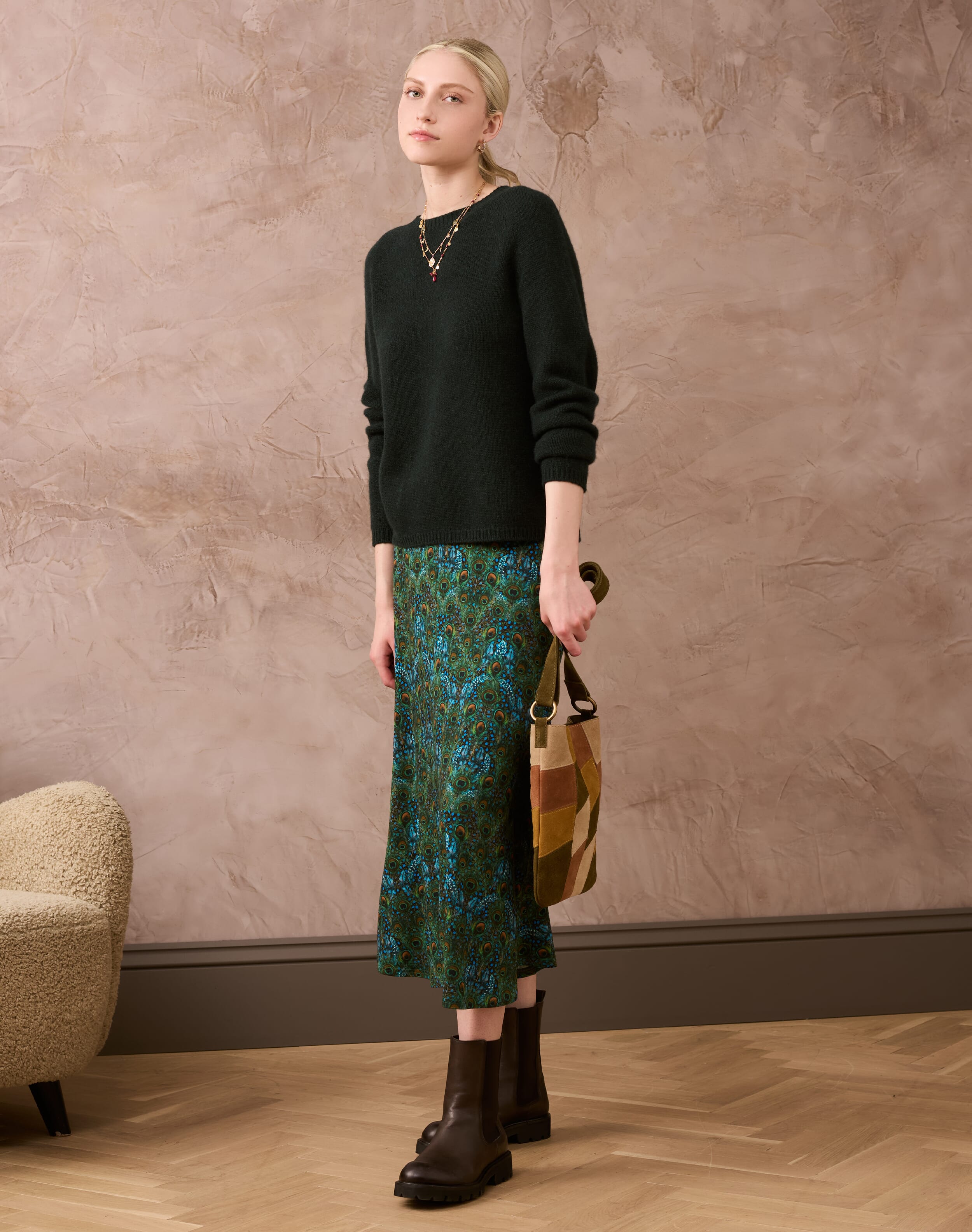 Green Liberty Print Jersey Skirt | Women's Skirts | Brora Fashion