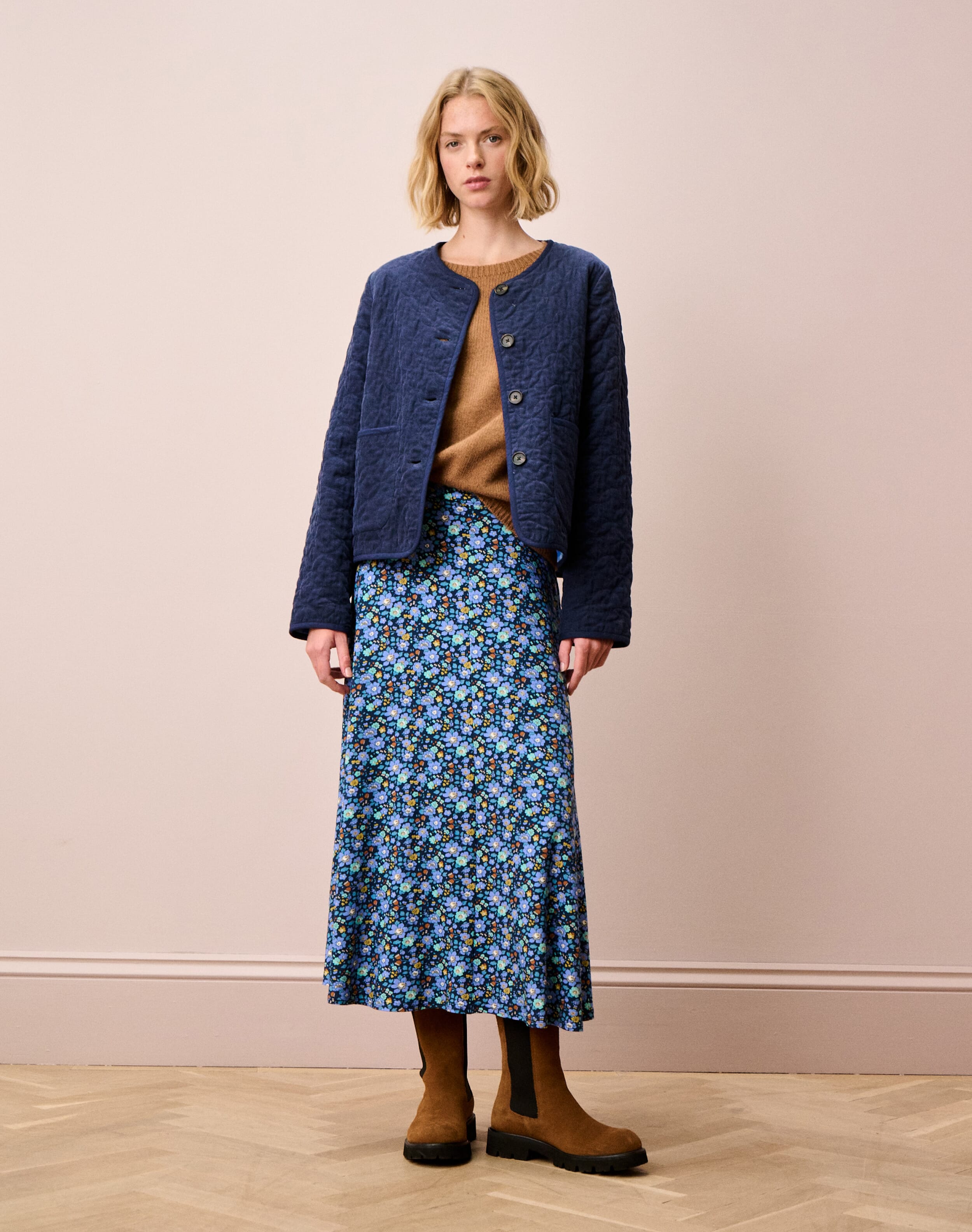 Brora Liberty Print Jersey Skirt Iris flower