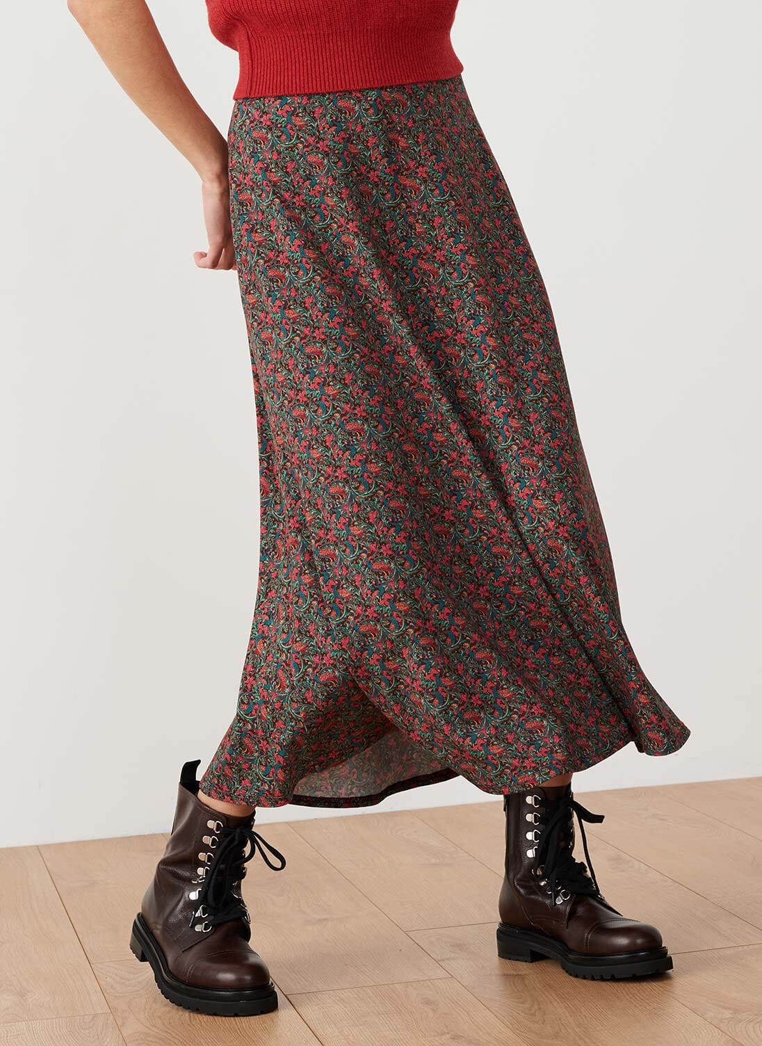 Liberty Print Jersey Skirt Hawthorn menagerie