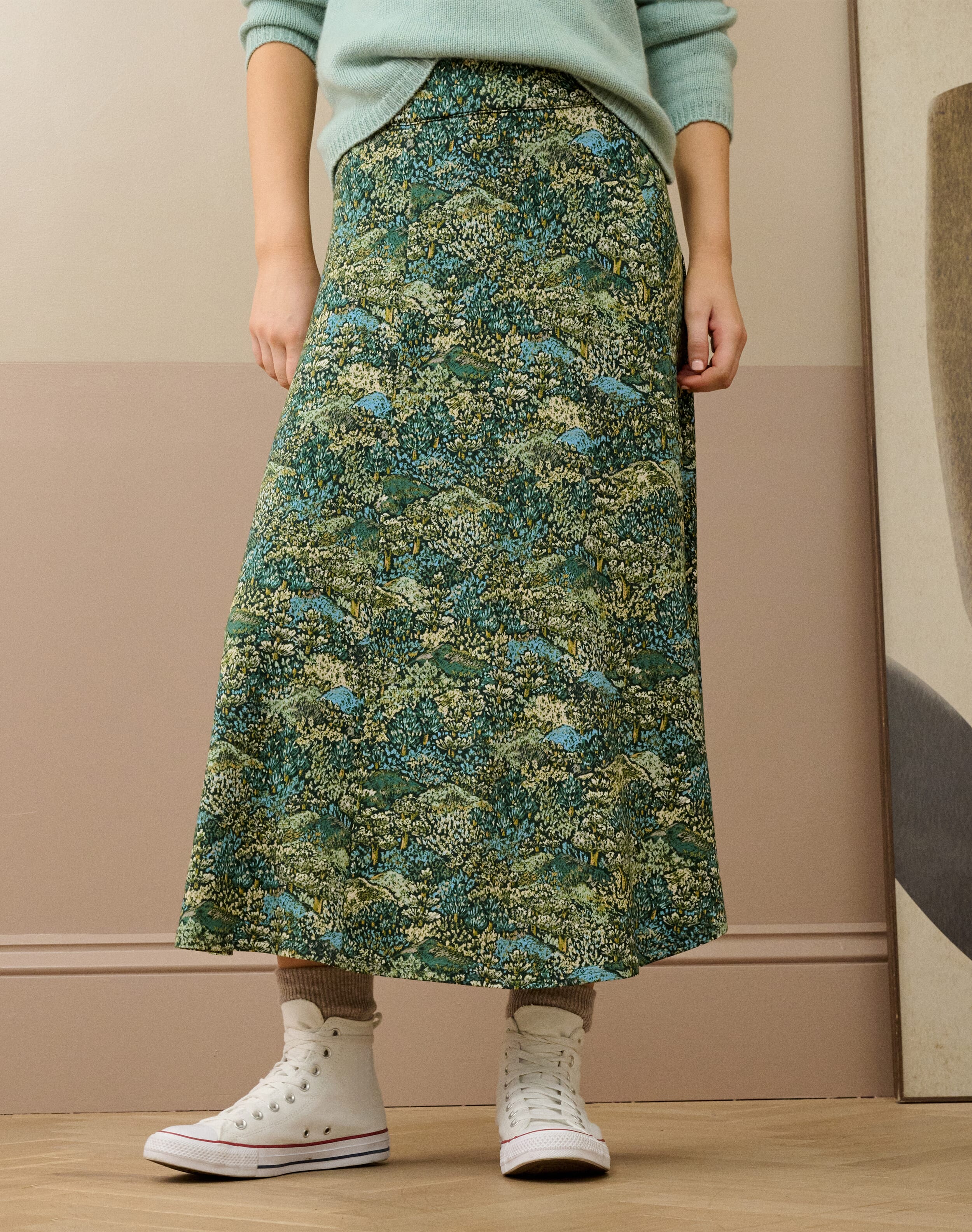 Liberty Print Jersey Skirt | Thyme Forest | Brora Clearance
