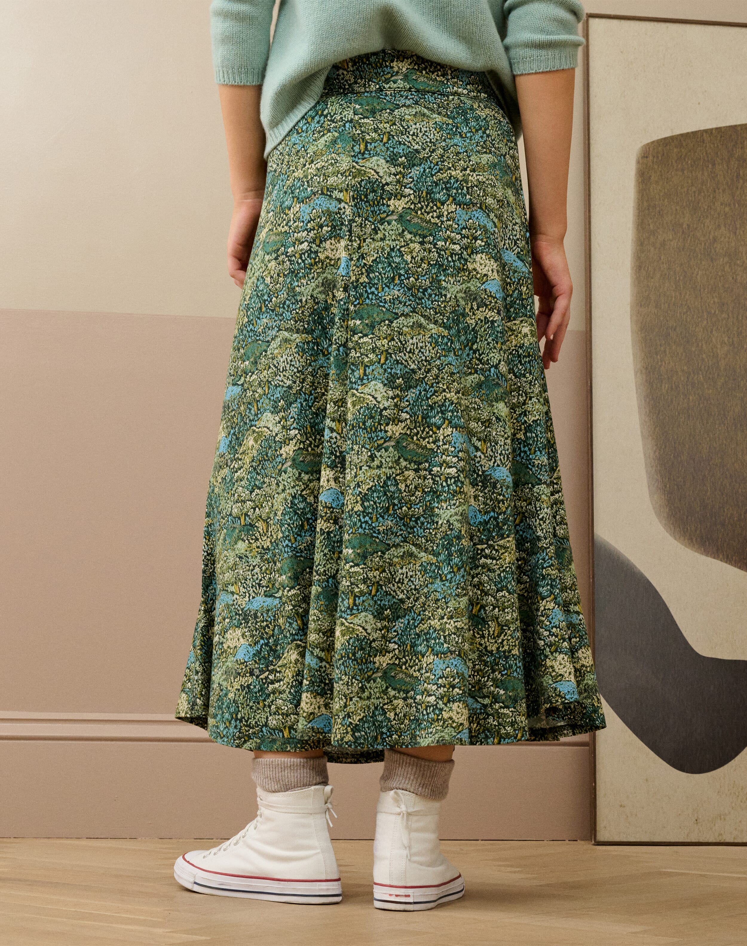 Liberty Print Jersey Skirt | Thyme Forest | Brora Clearance