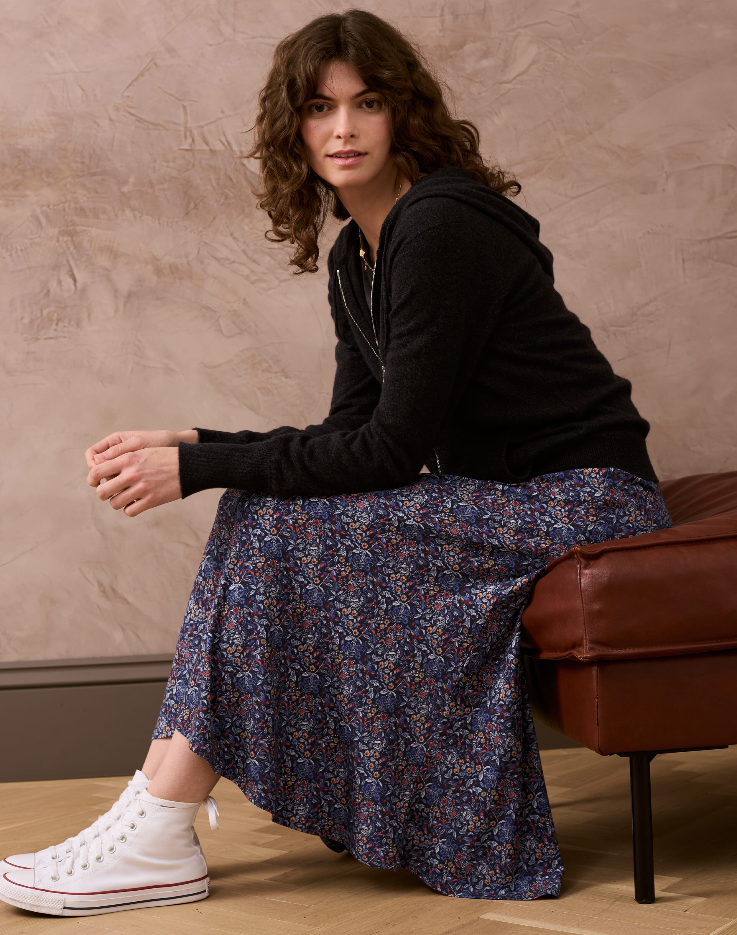 Liberty Print Jersey Skirt Electric bird