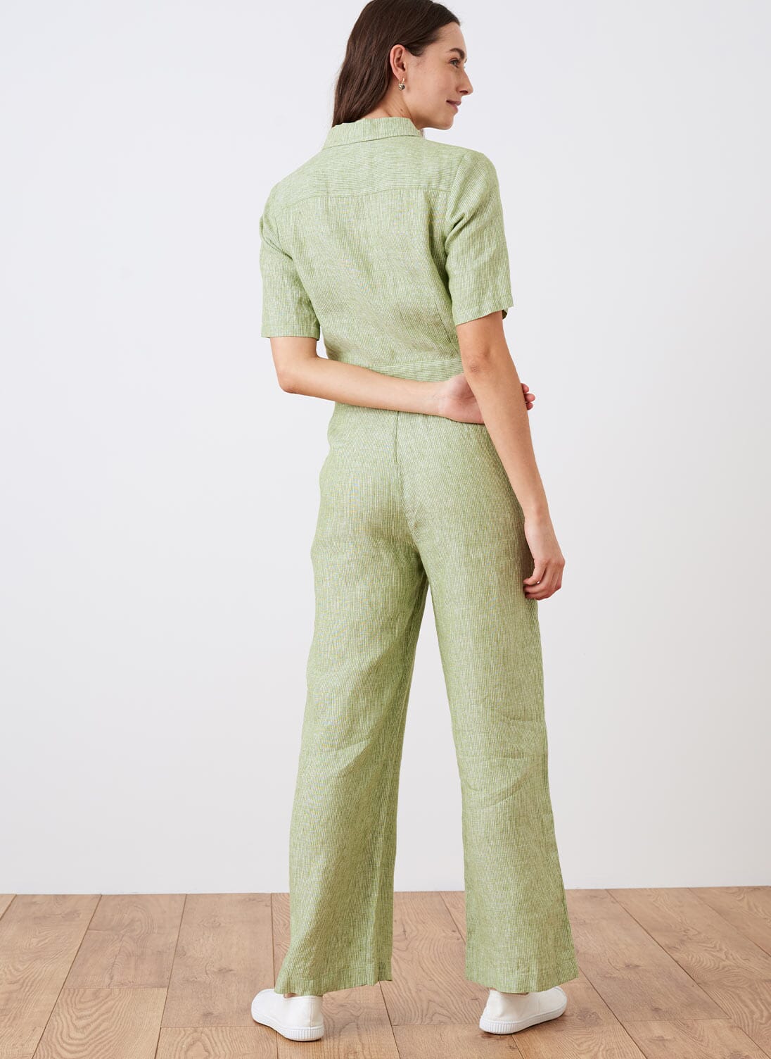 Linen striped jumpsuit on sale