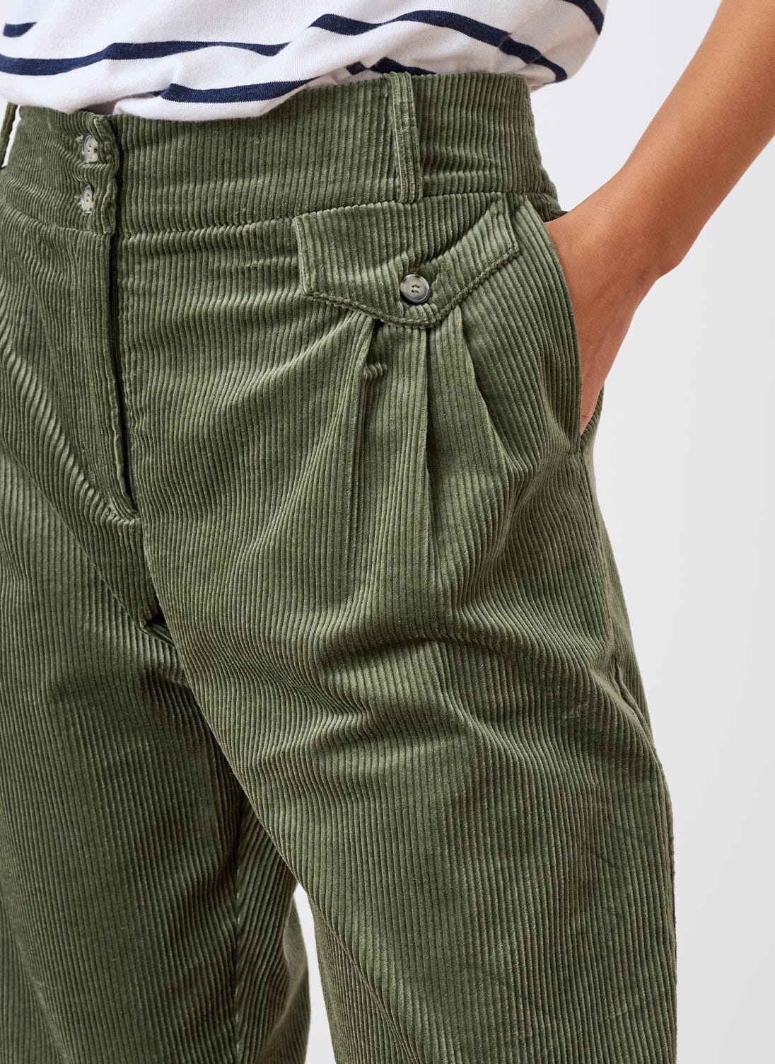 Olive Corduroy Bombachos | Women's Trousers | Brora Online