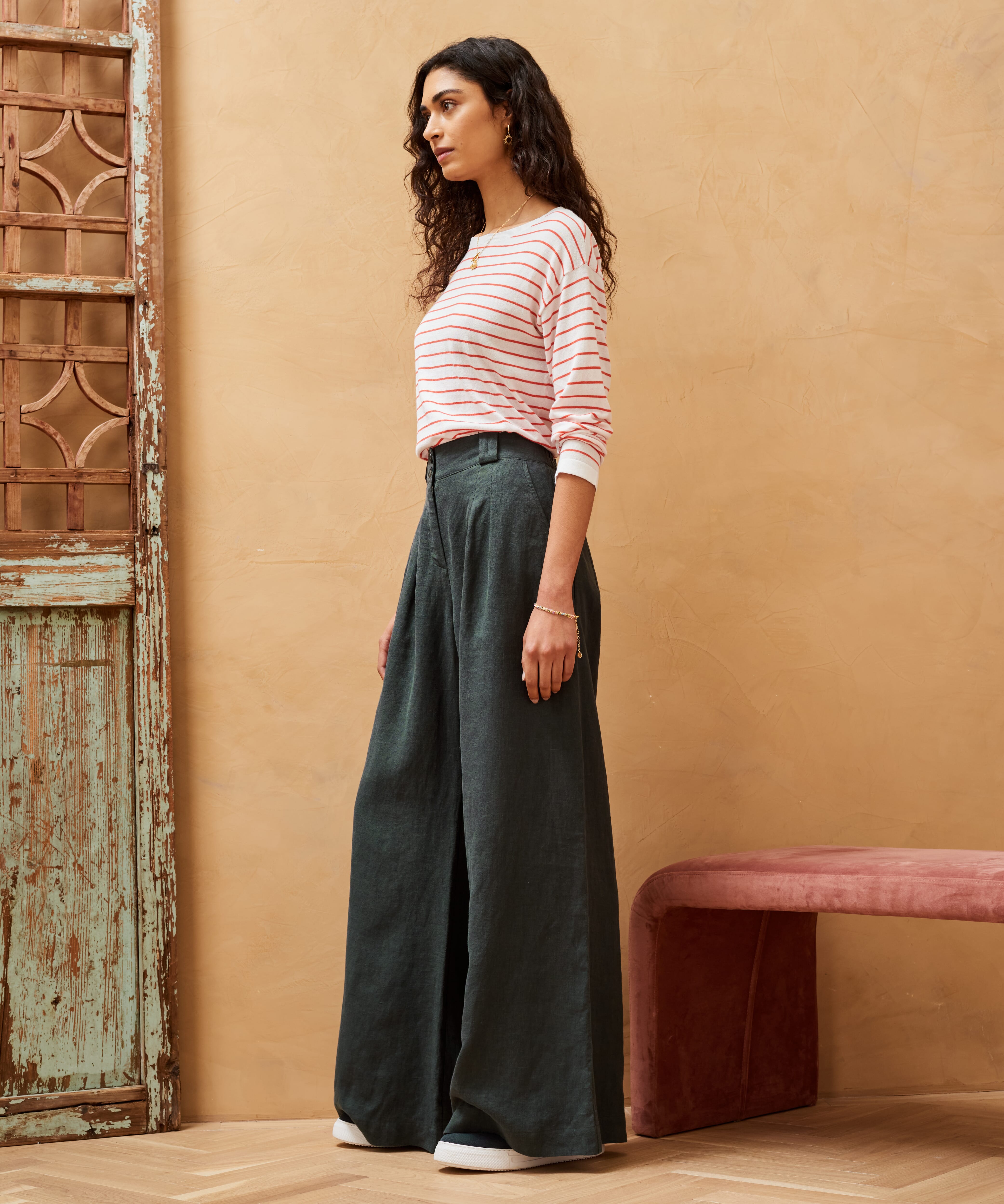 Black Linen Wide Leg Trousers | Women's Trousers | Brora Fashion