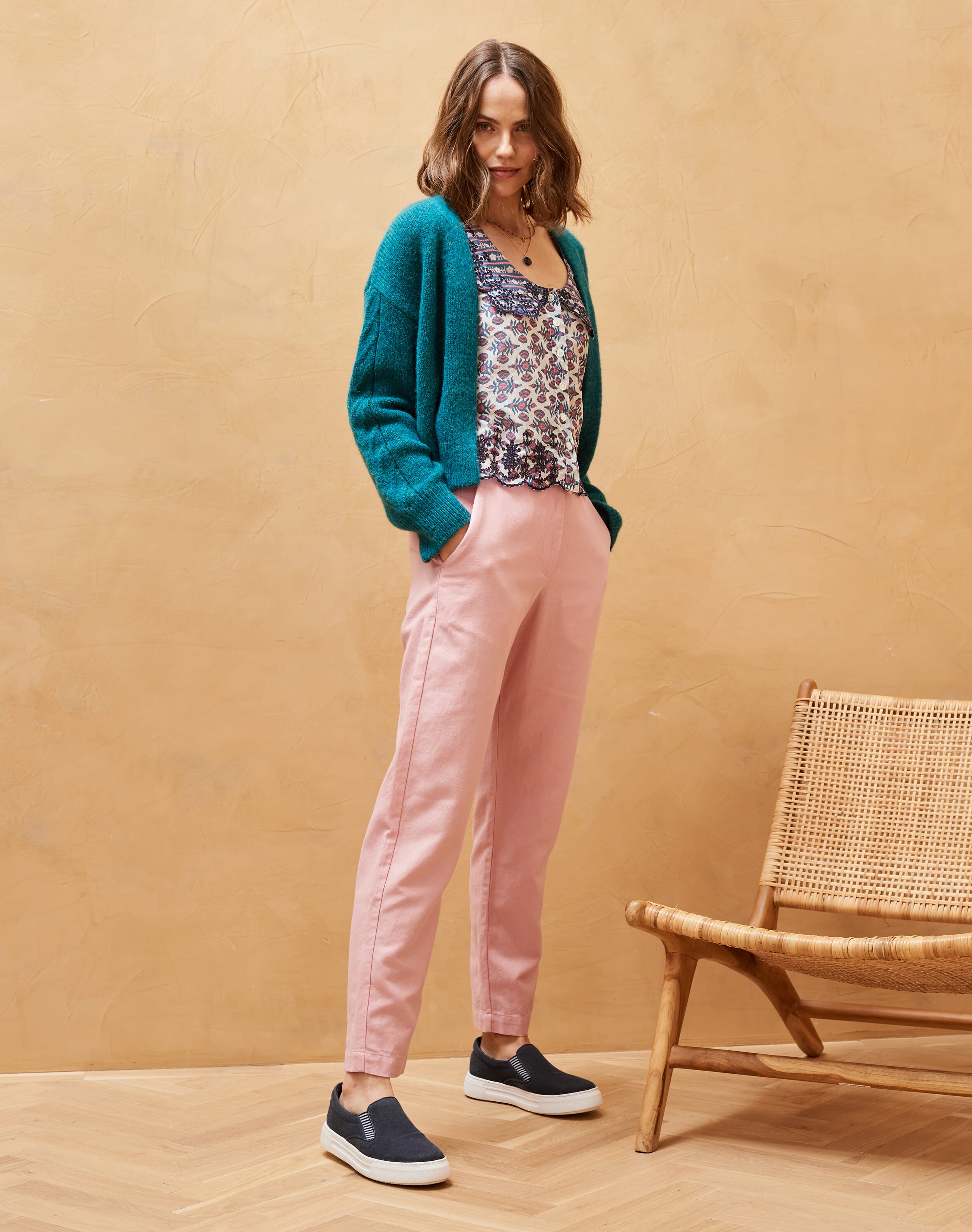 Brora Cotton Linen Trousers Blossom