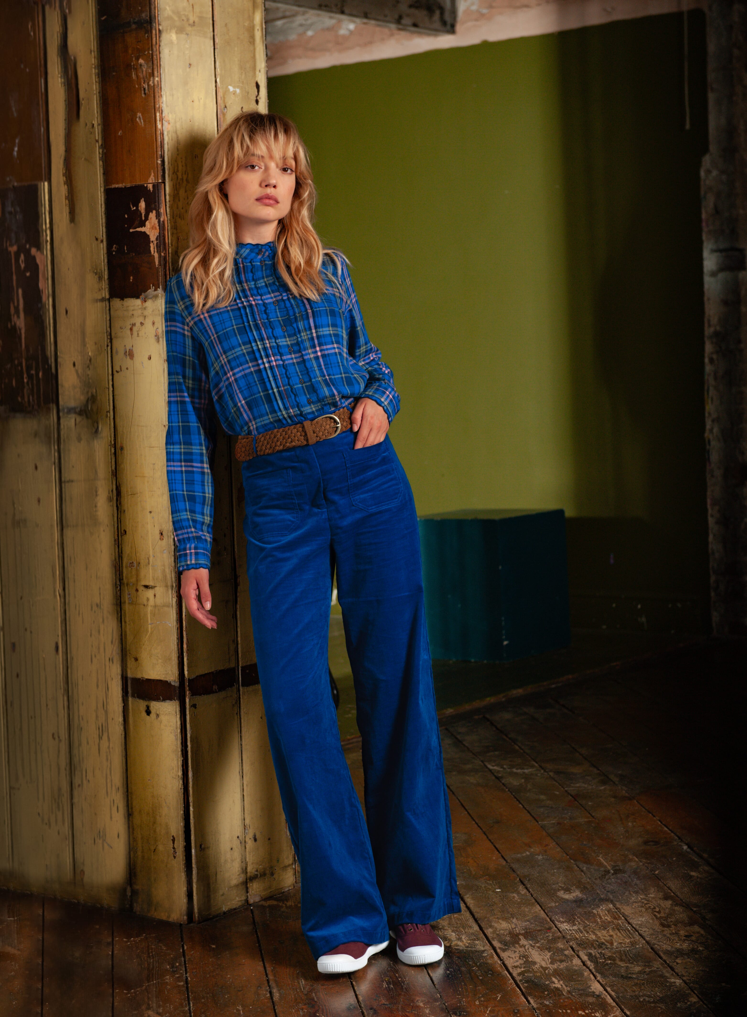 Needlecord Patch Pocket Trousers Cobalt