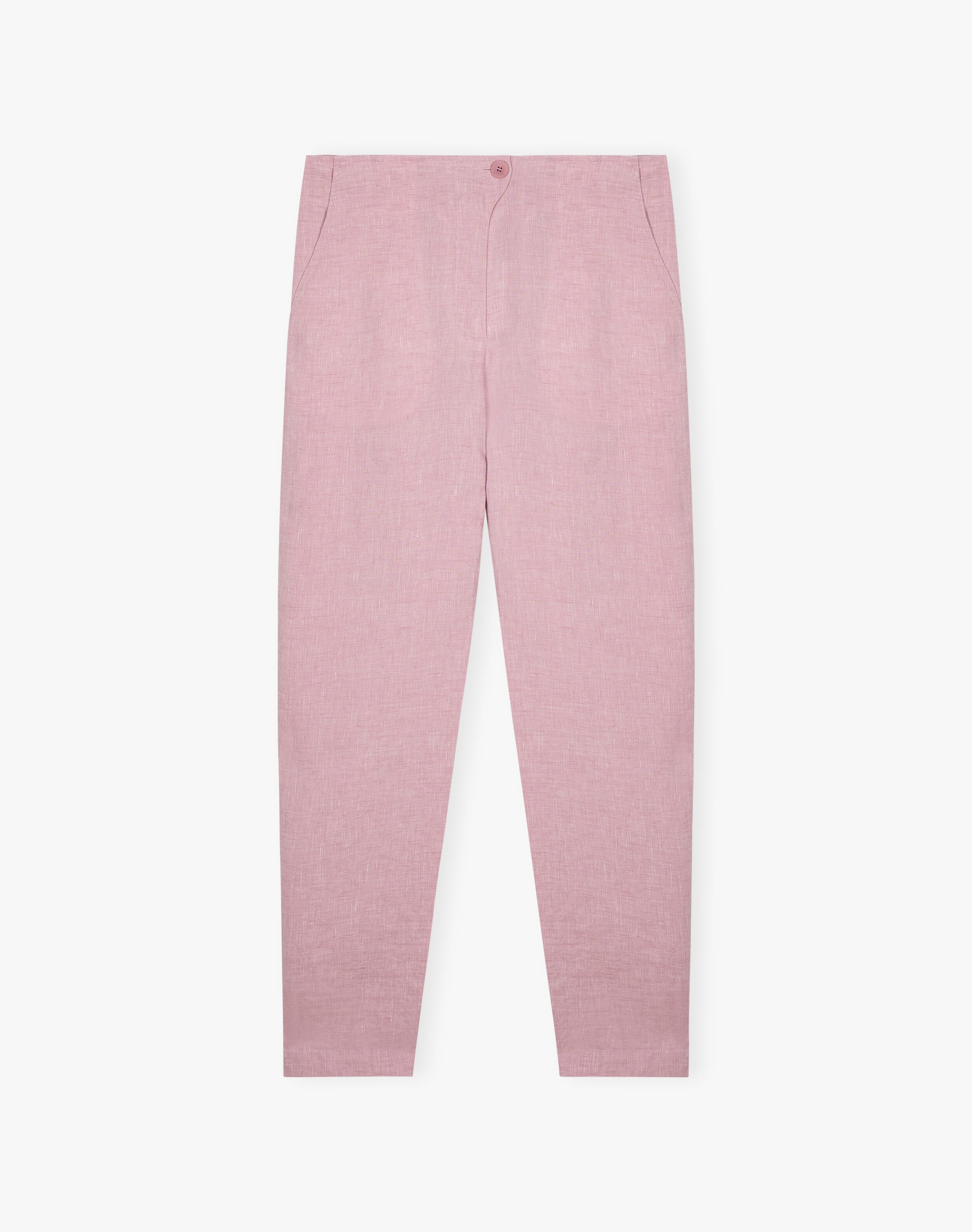 Dusky Rose Cross Dye Linen Tapered Trousers | Women's | Brora