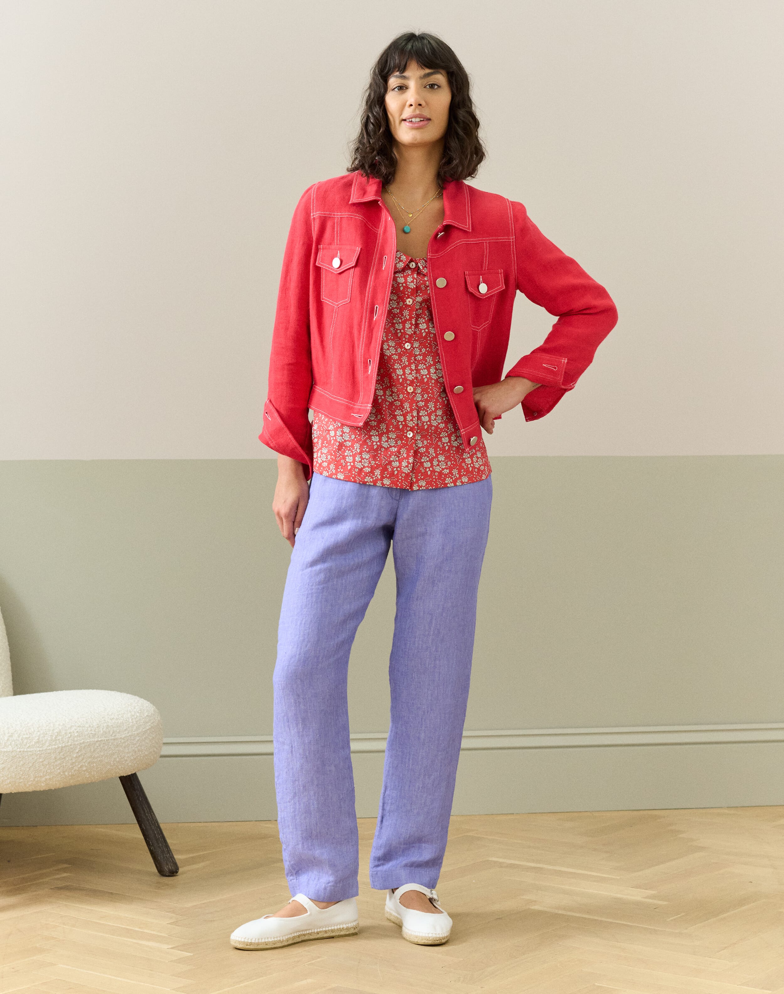 Brora Herringbone Linen Trousers