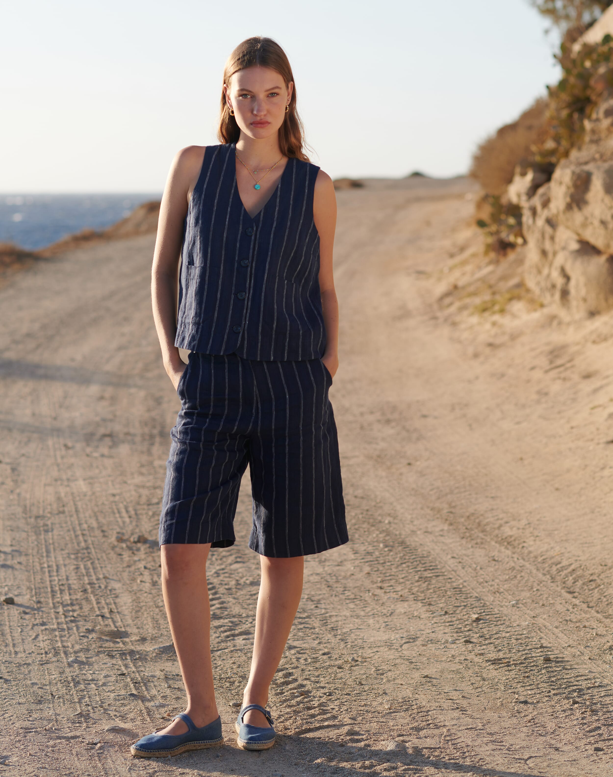 Brora Stripe Linen Shorts