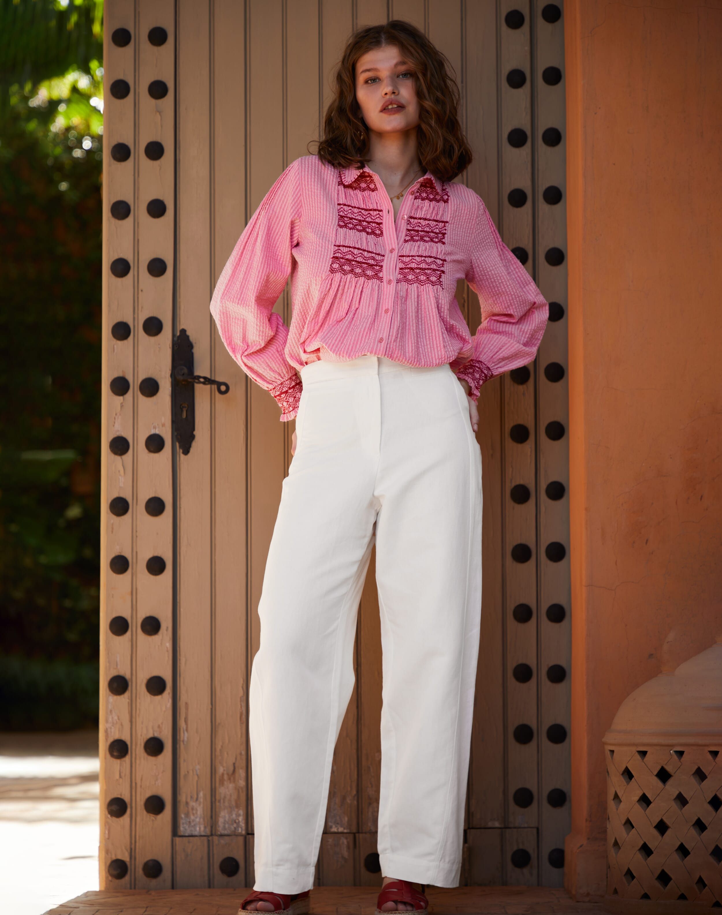 Brora Cotton Linen High Waisted Trousers